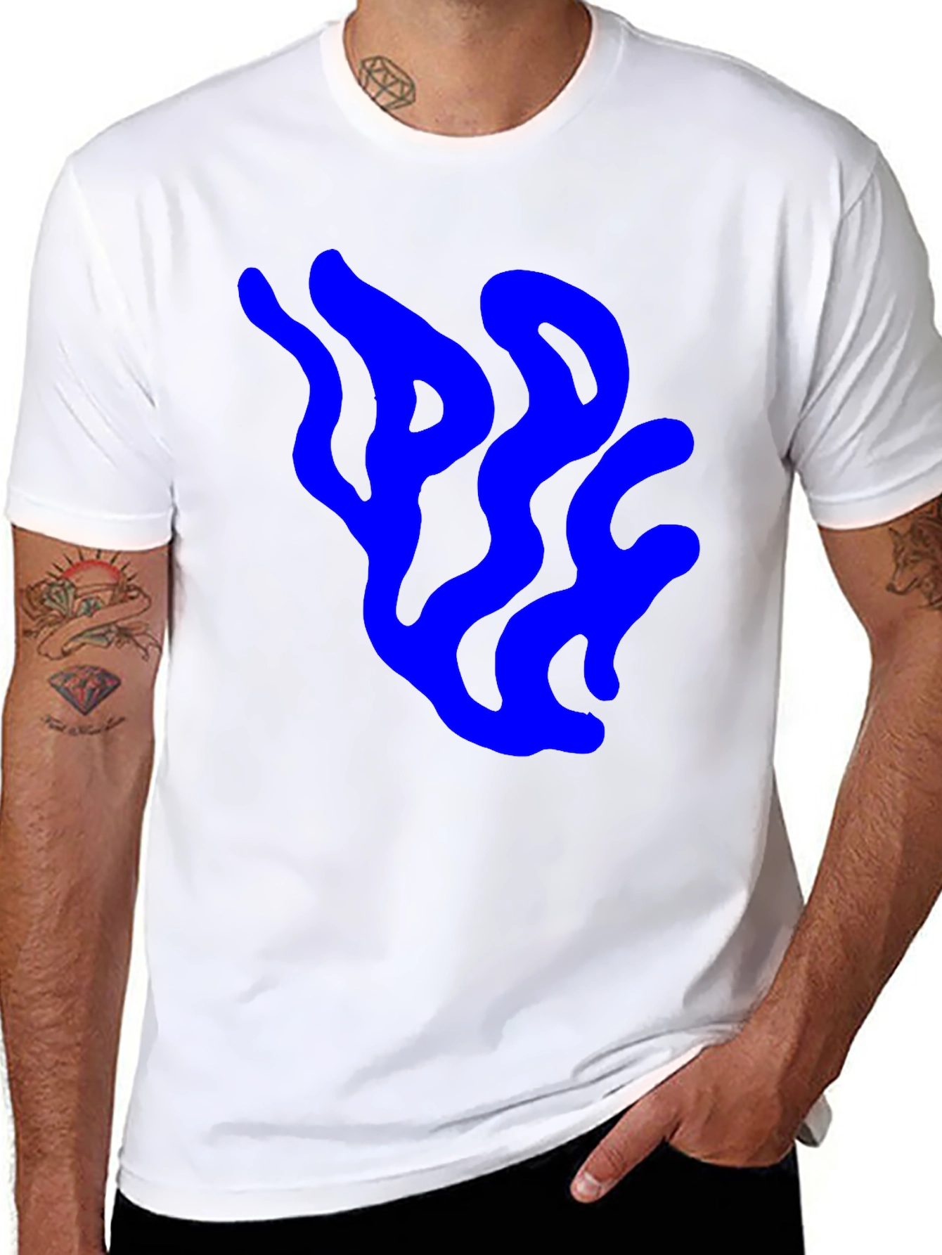 Abstract Blue Design Black T-Shirt