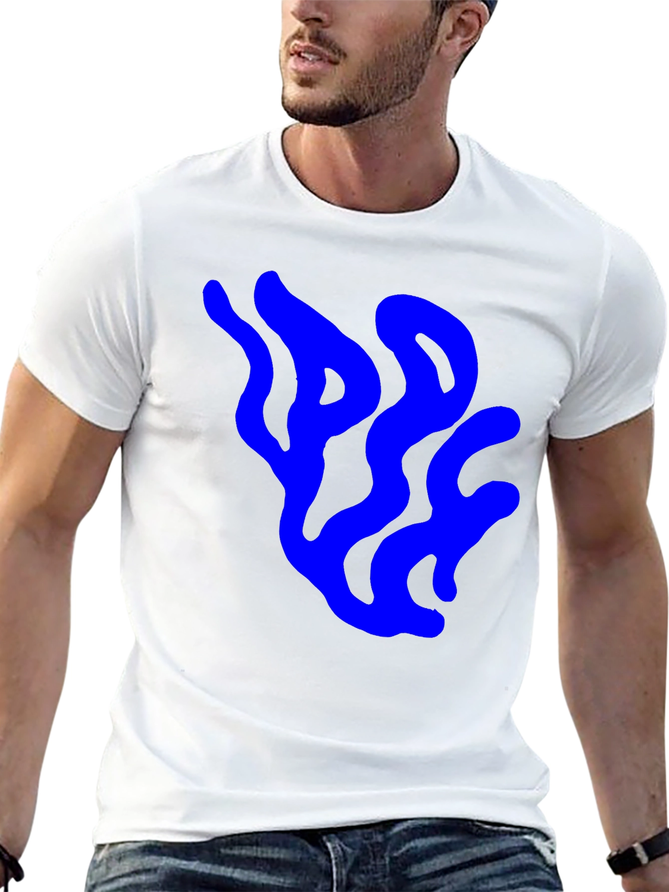 Abstract Blue Design Black T-Shirt