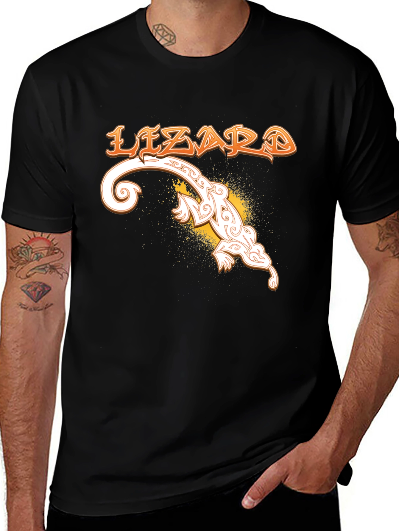 Lizard Graphic T-Shirt - Unique Tribal Design