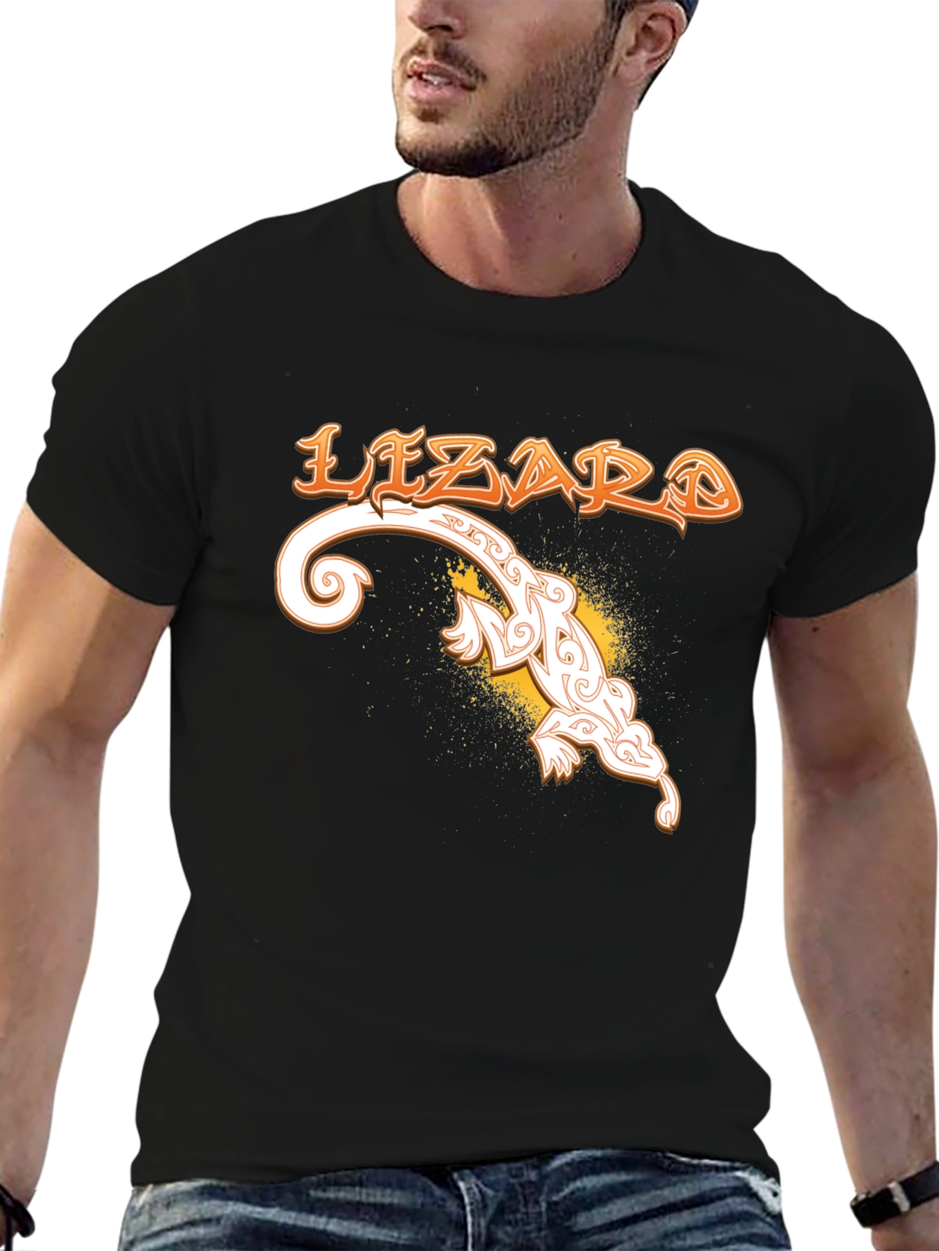 Lizard Graphic T-Shirt - Unique Tribal Design