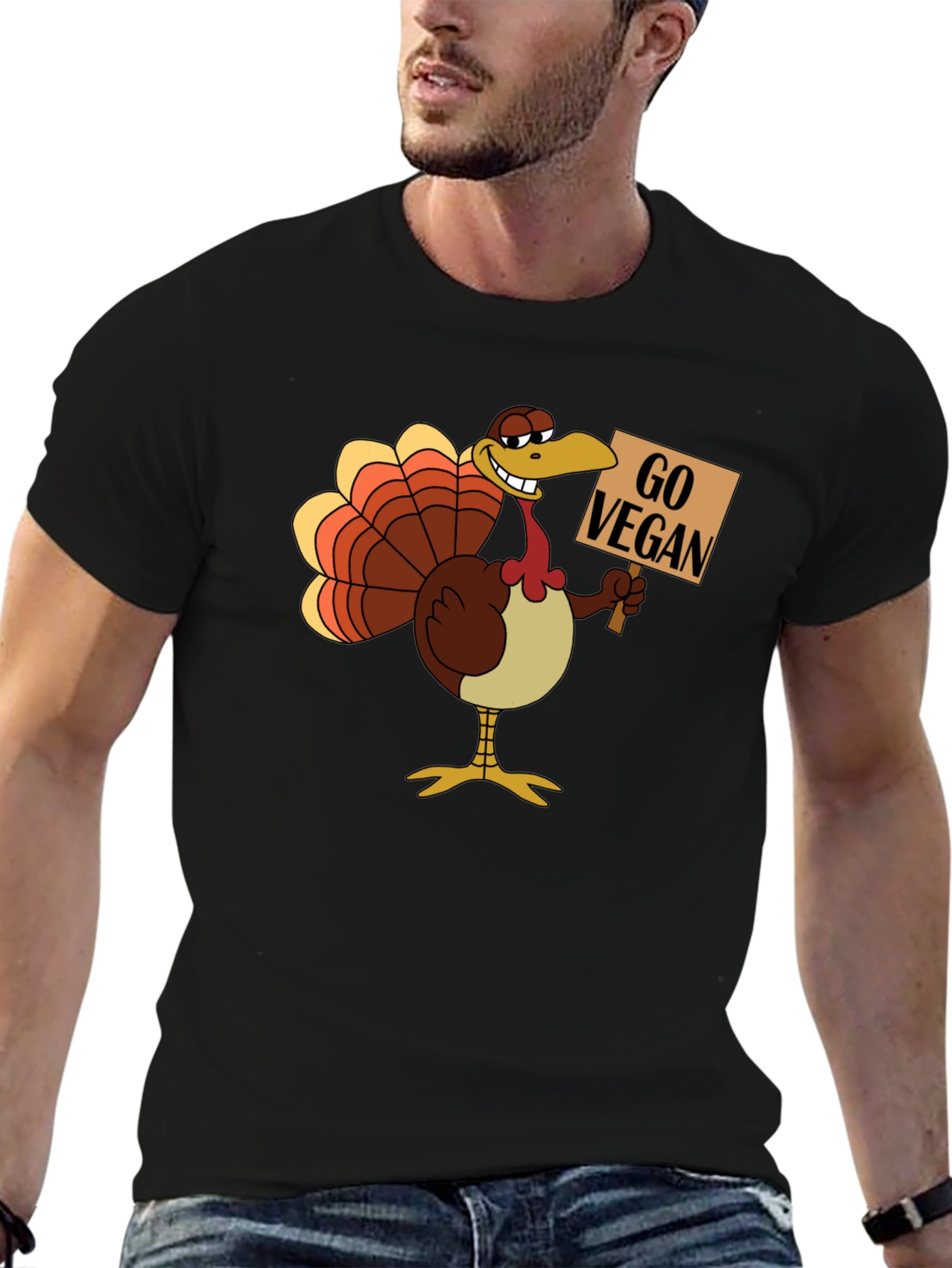 Go Vegan Turkey Graphic T-Shirt