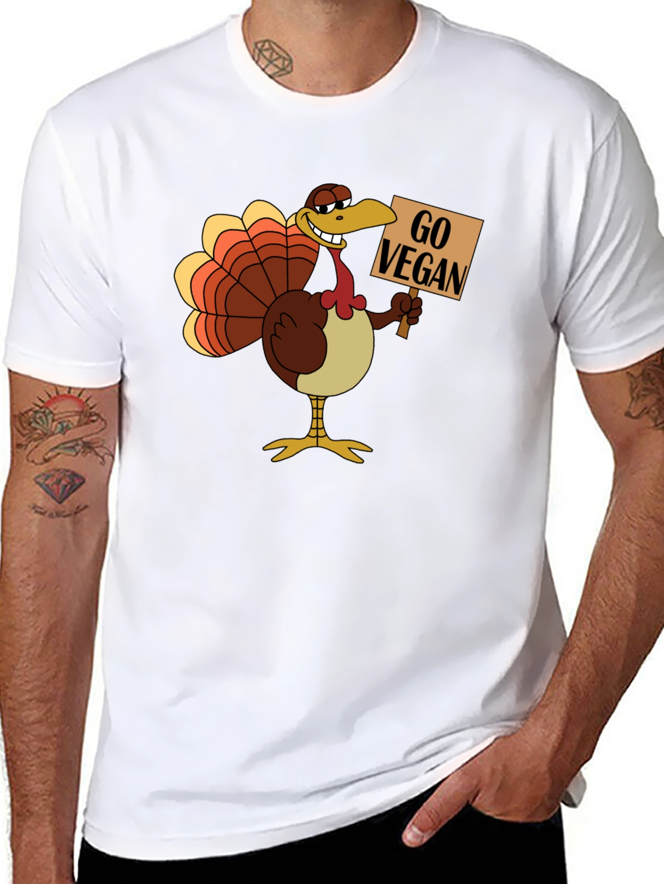 Go Vegan Turkey Graphic T-Shirt