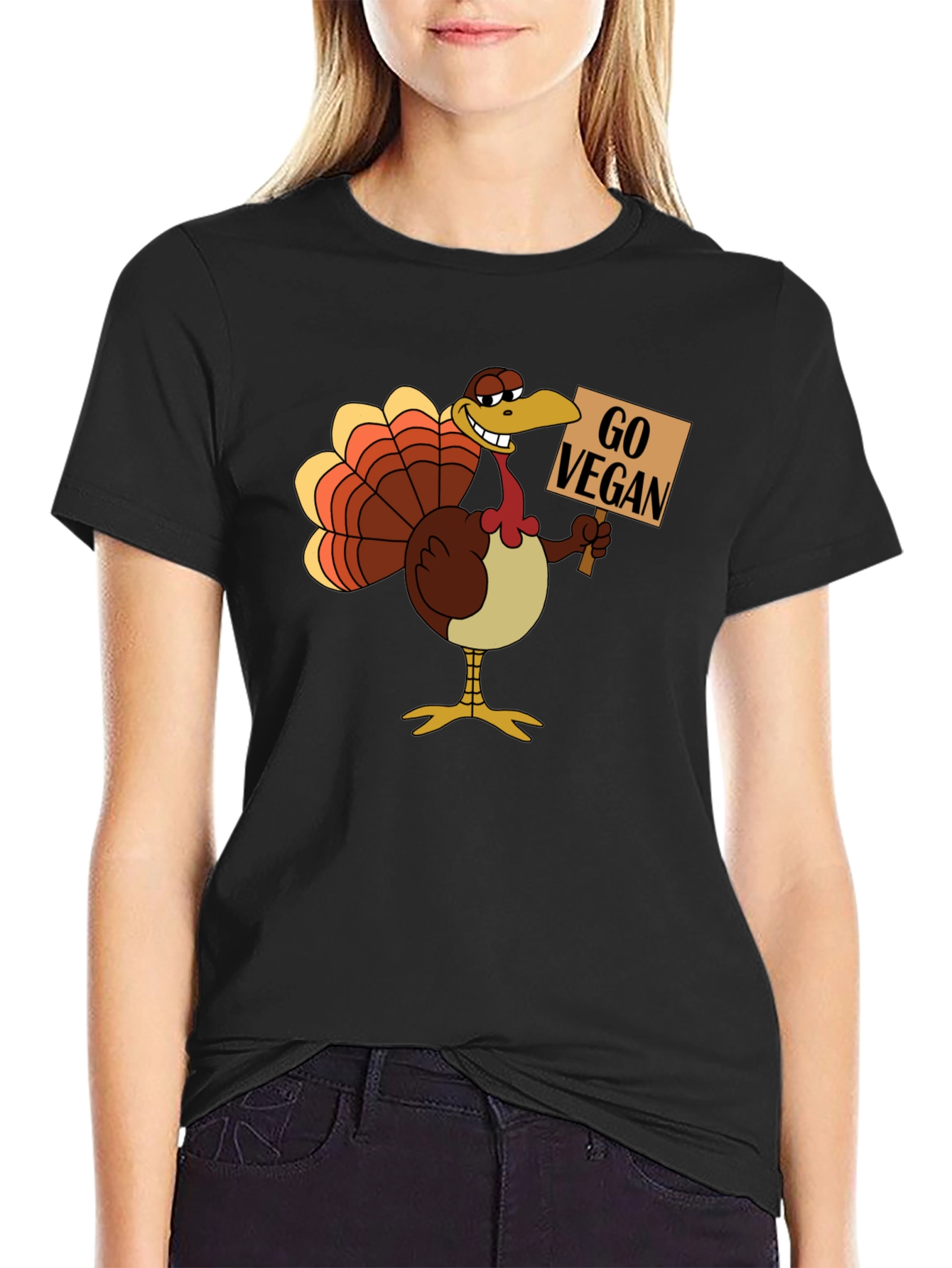 Go Vegan Turkey Graphic T-Shirt