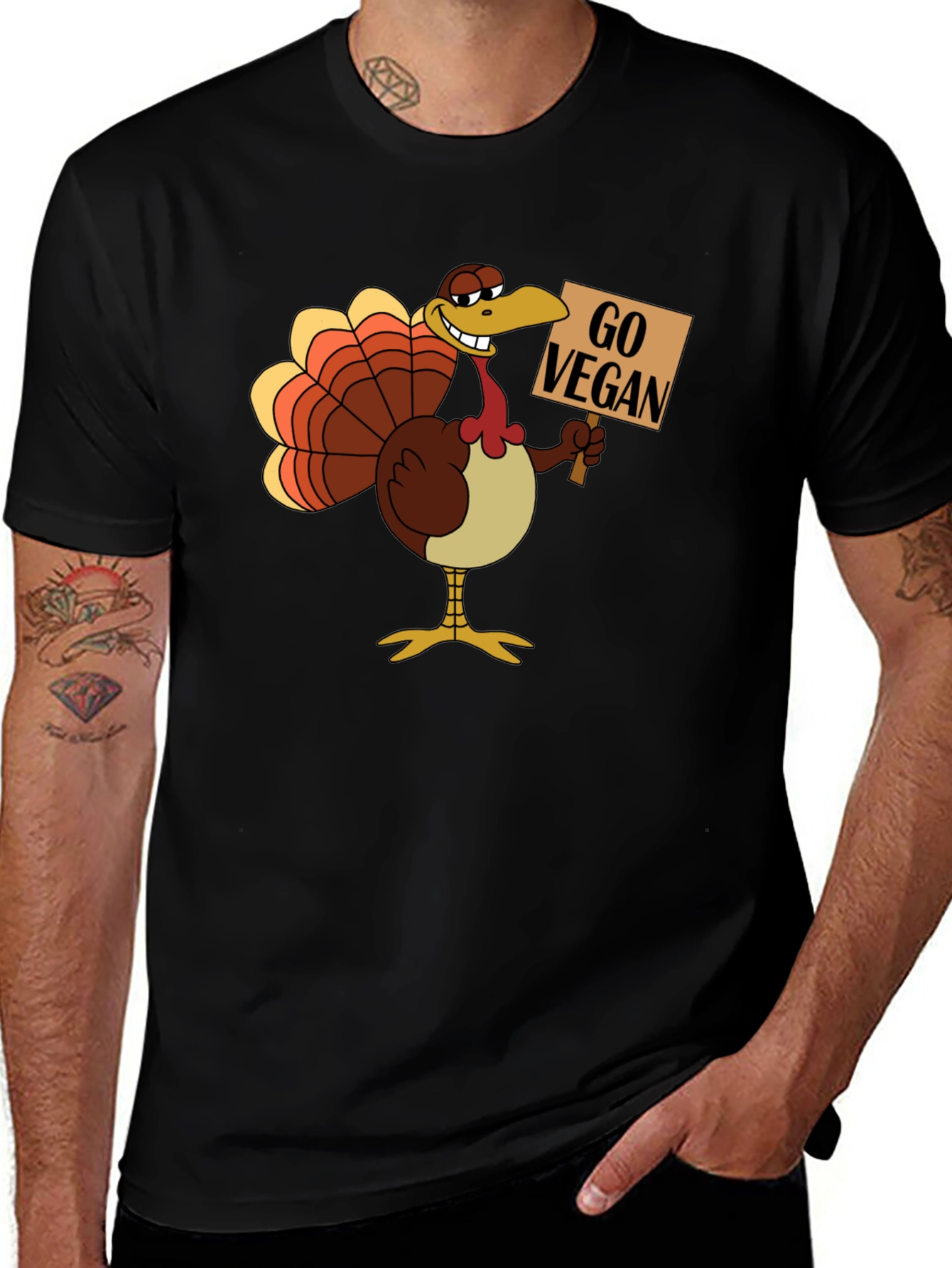 Go Vegan Turkey Graphic T-Shirt