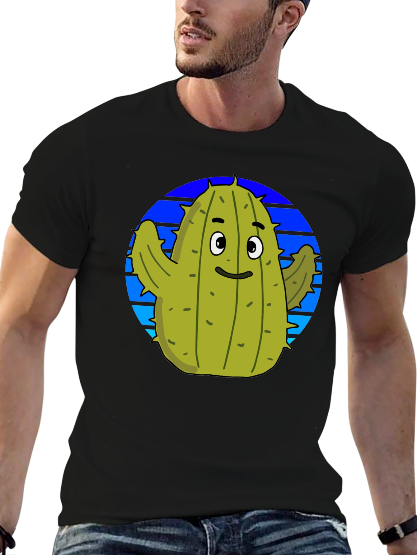 Cactus Graphic Tee - Trendy Black T-Shirt