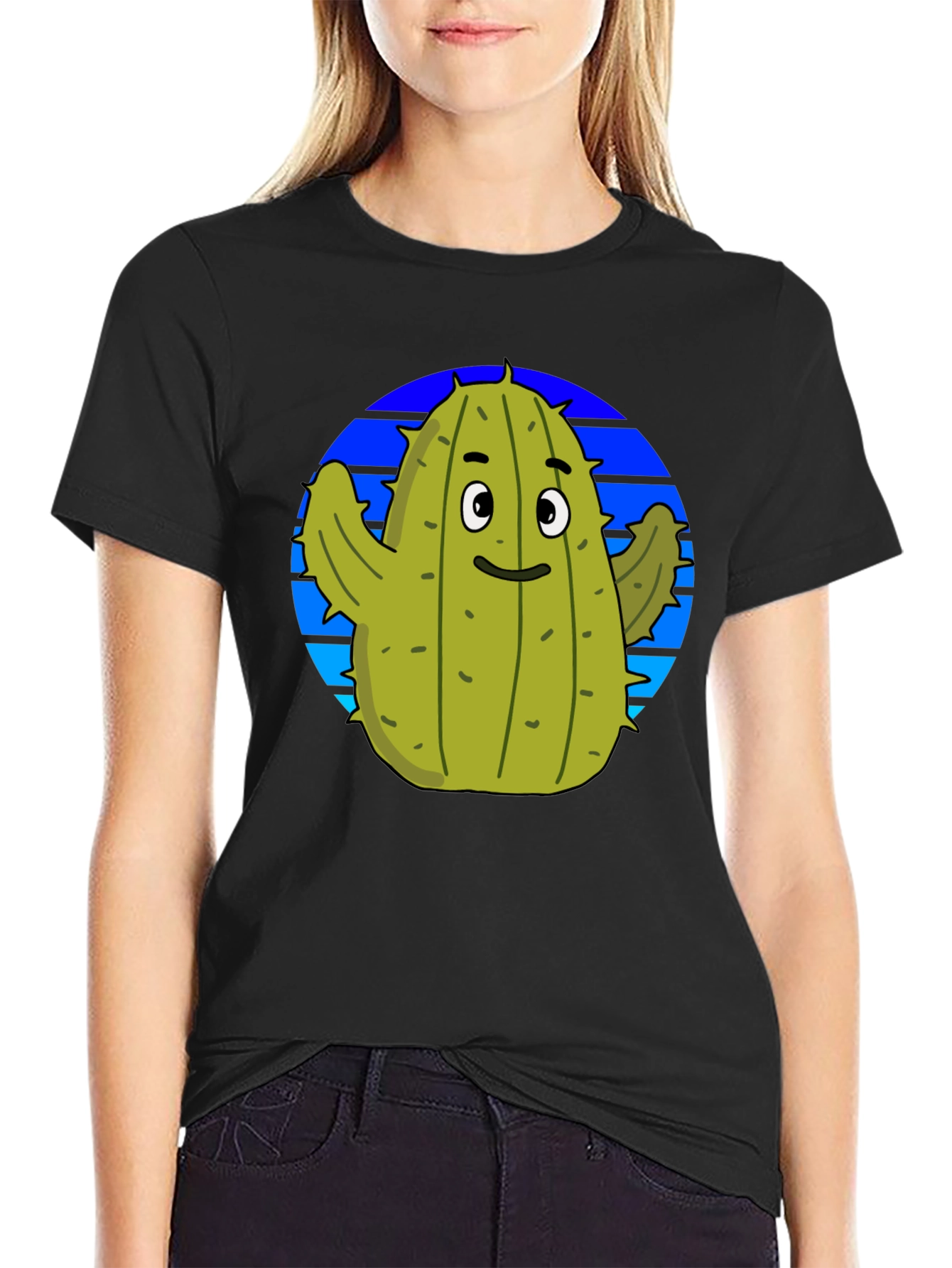 Cactus Graphic Tee - Trendy Black T-Shirt