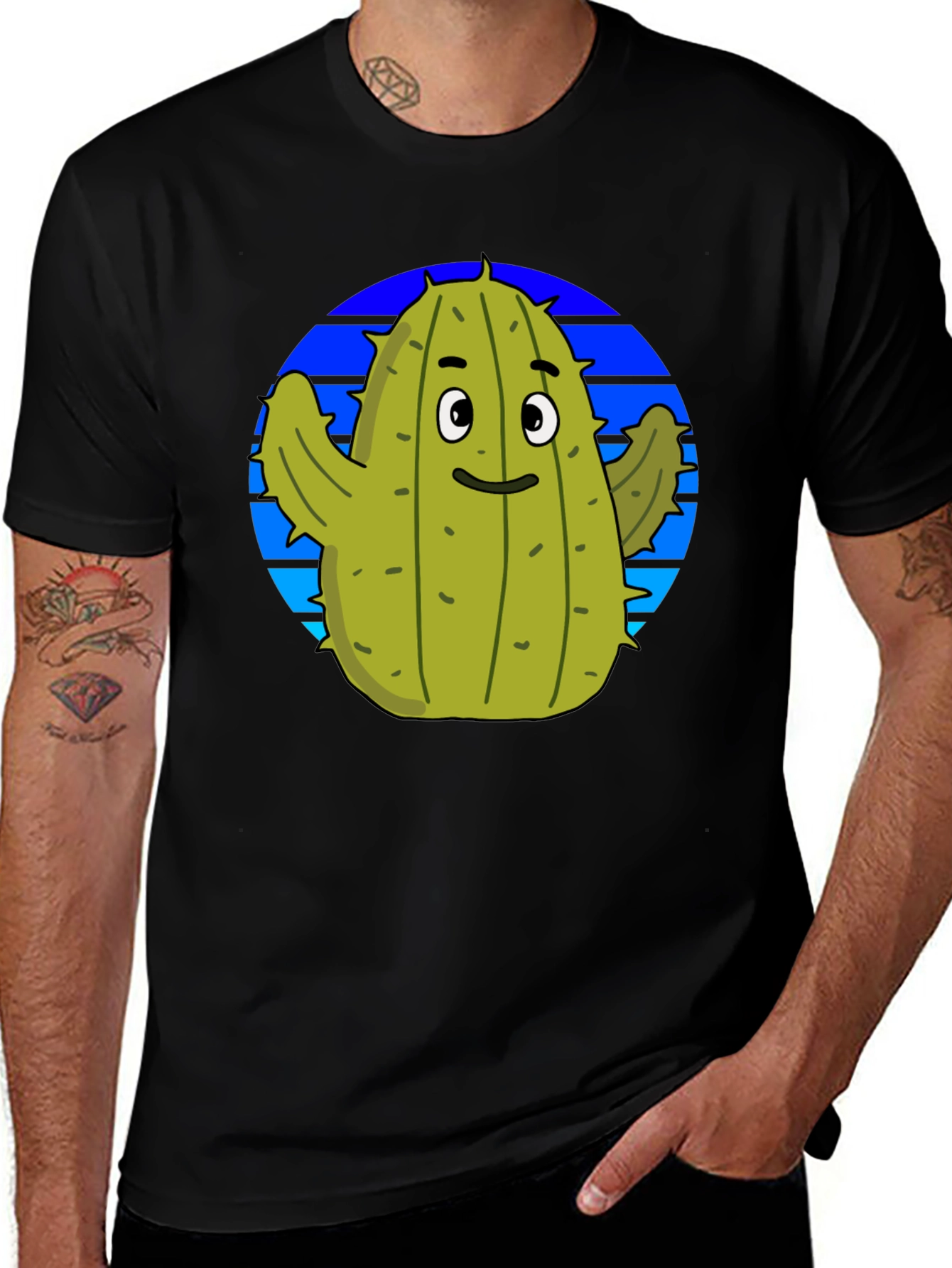 Cactus Graphic Tee - Trendy Black T-Shirt