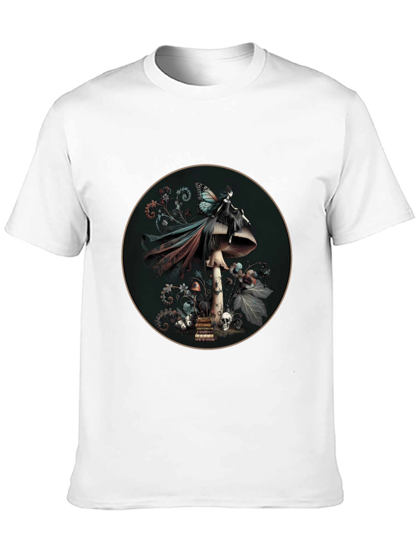 Mushroom Fairy Graphic Tee - Dark Fantasy Style