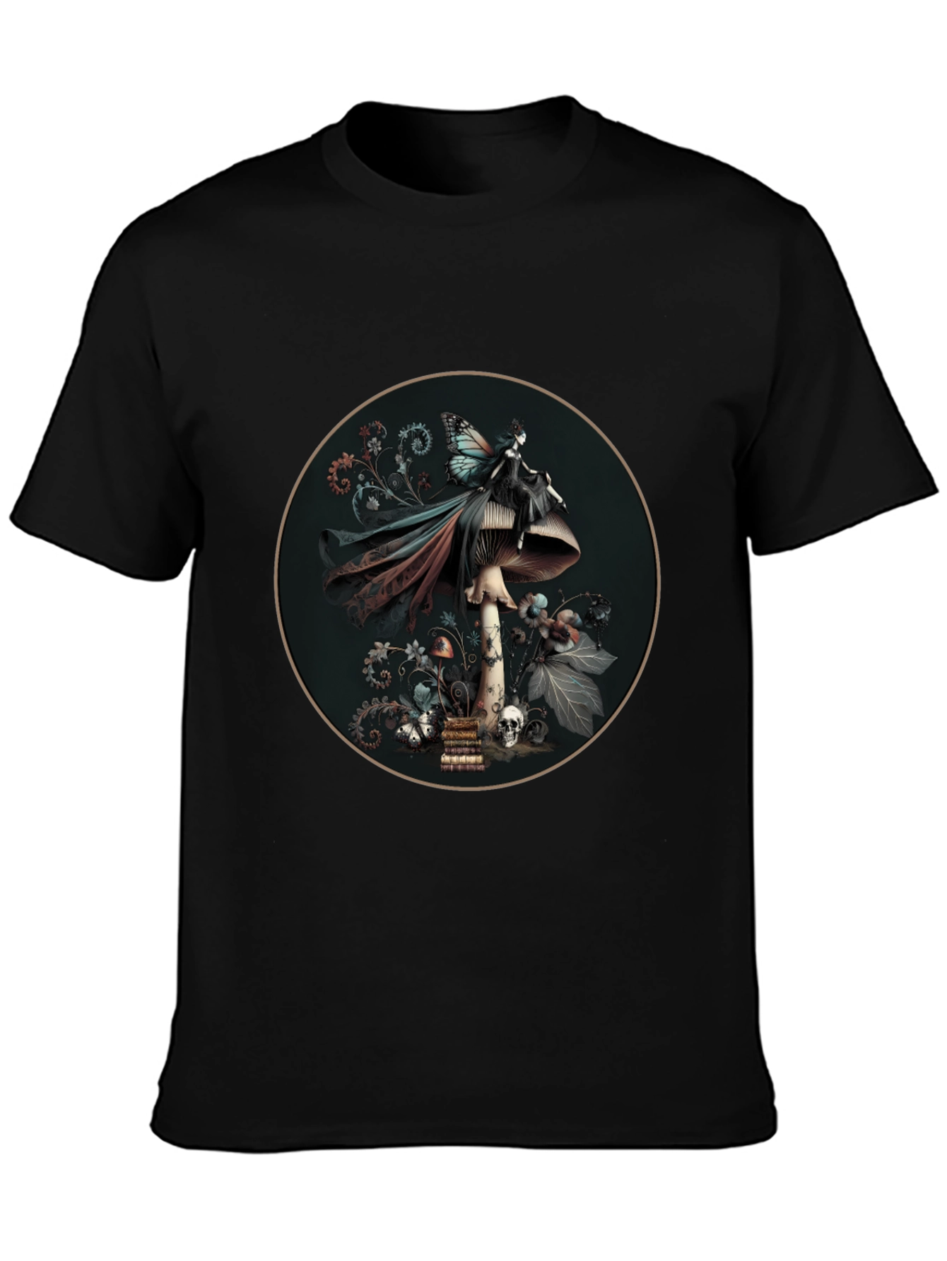 Mushroom Fairy Graphic Tee - Dark Fantasy Style