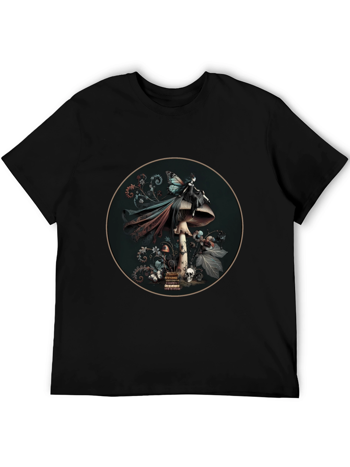Mushroom Fairy Graphic Tee - Dark Fantasy Style