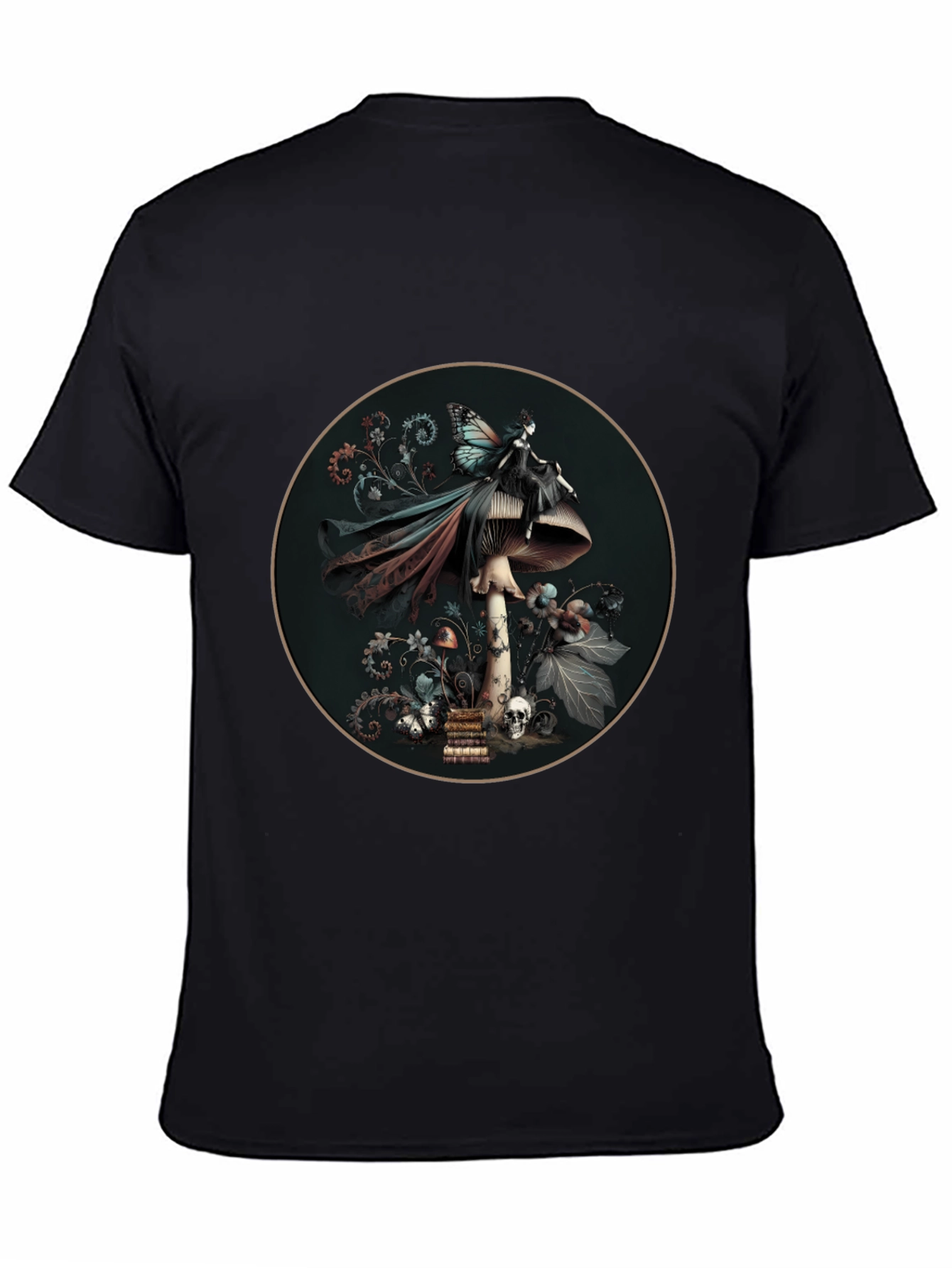 Mushroom Fairy Graphic Tee - Dark Fantasy Style