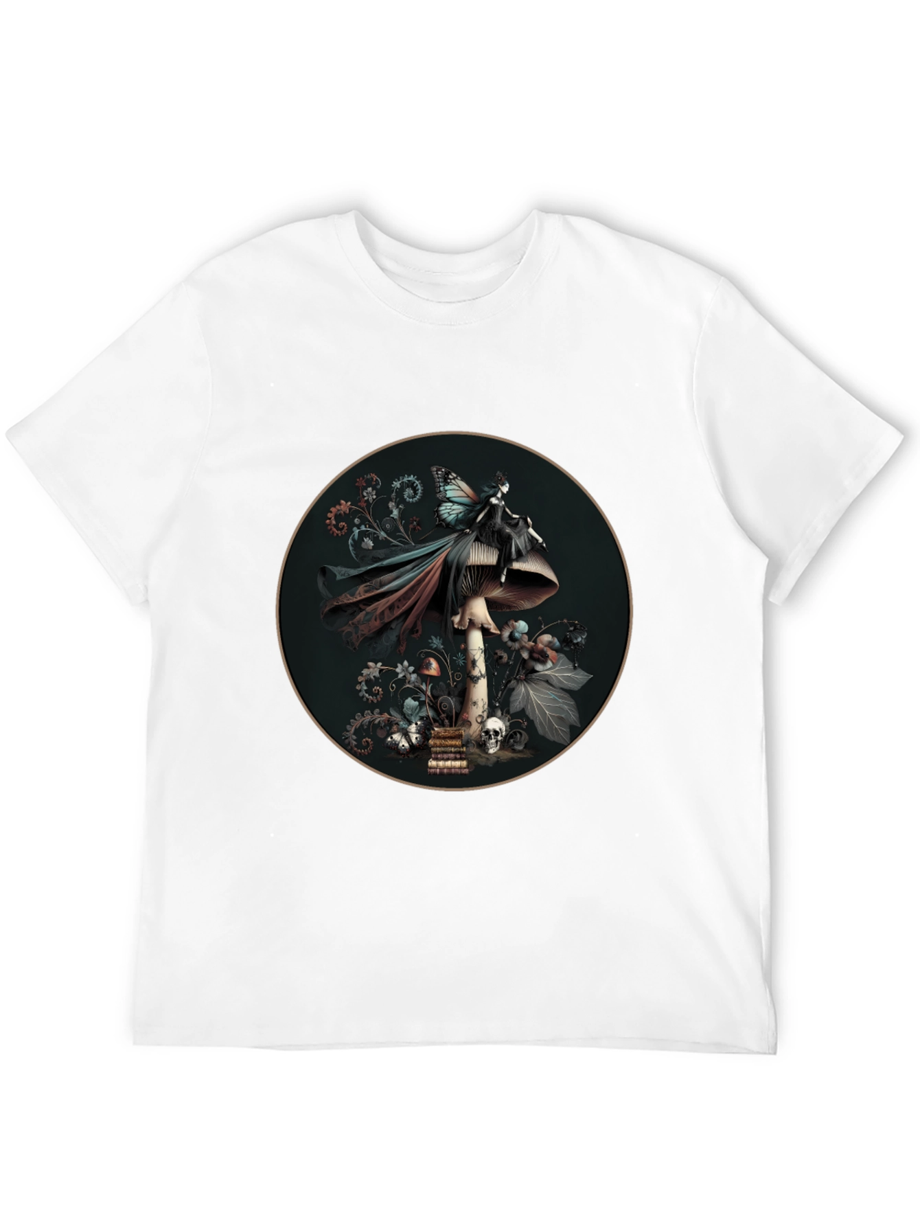 Mushroom Fairy Graphic Tee - Dark Fantasy Style