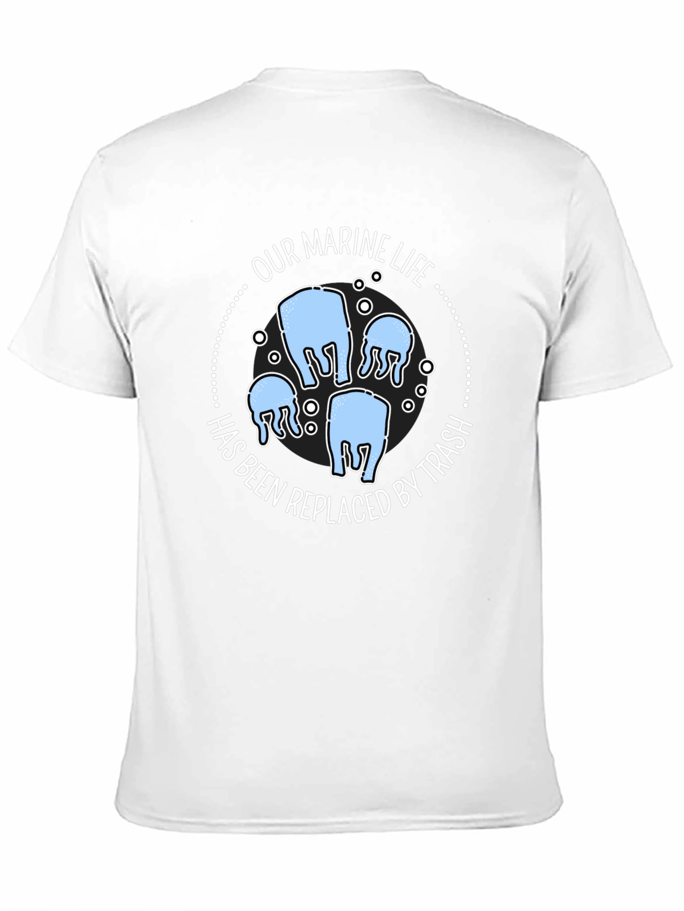 Marine Life Trash T-Shirt - Black Cotton