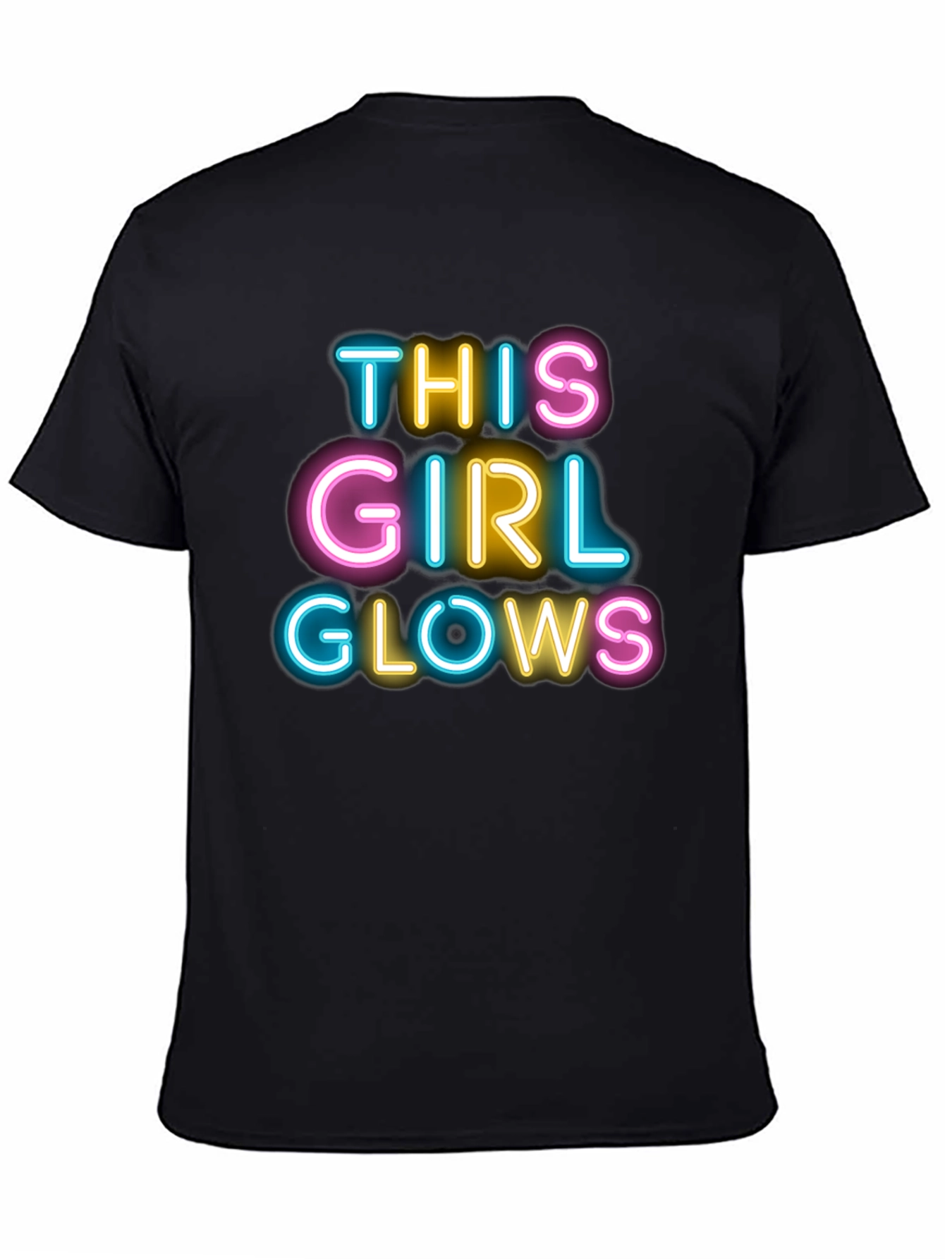 This Girl Glows Black T-Shirt Neon Design