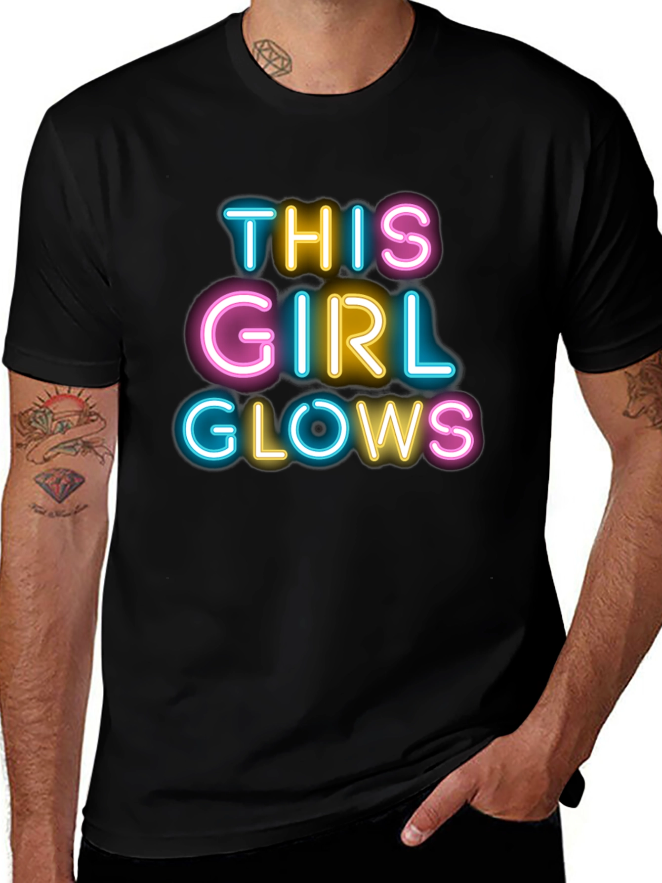 This Girl Glows Black T-Shirt Neon Design
