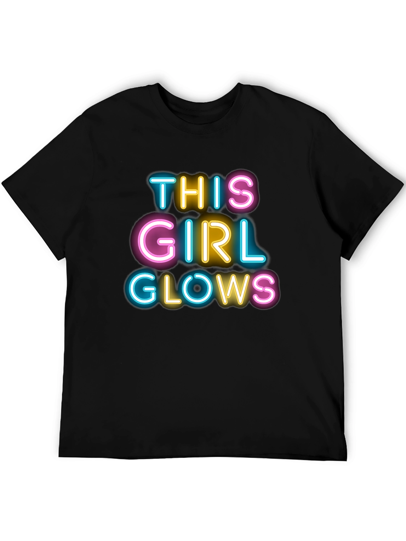This Girl Glows Black T-Shirt Neon Design