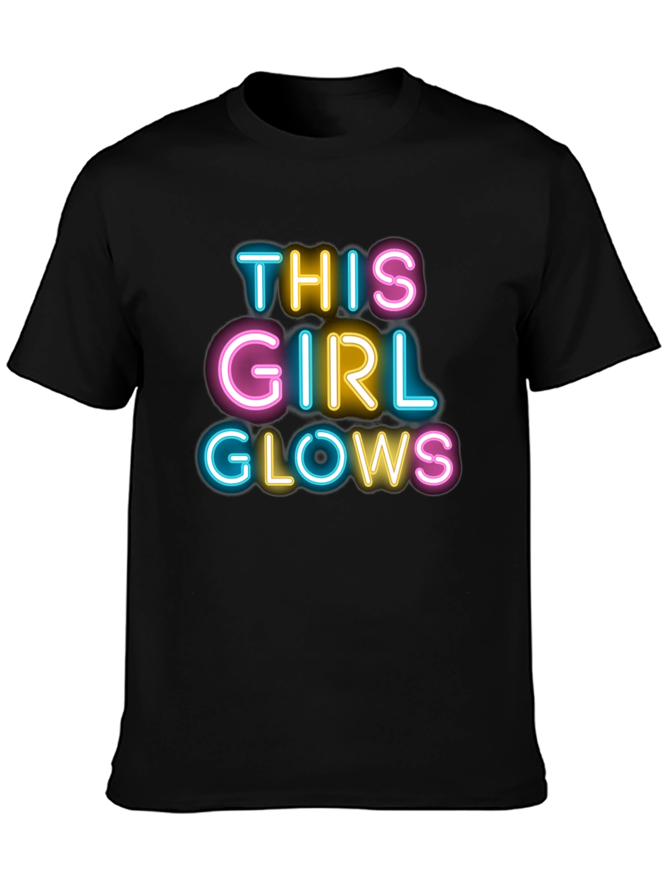 This Girl Glows Black T-Shirt Neon Design