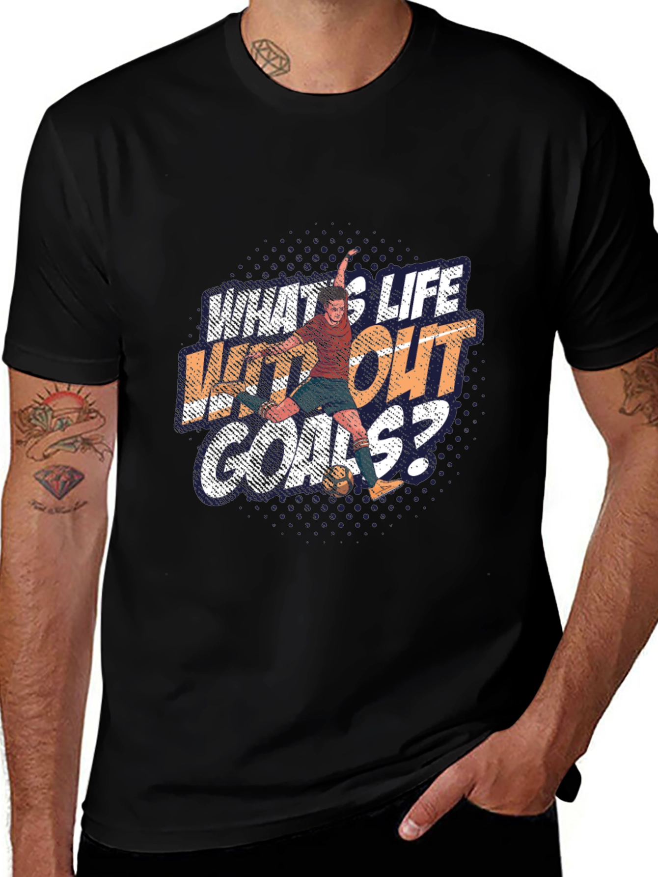Soccer Life Goals Black Graphic T-Shirt