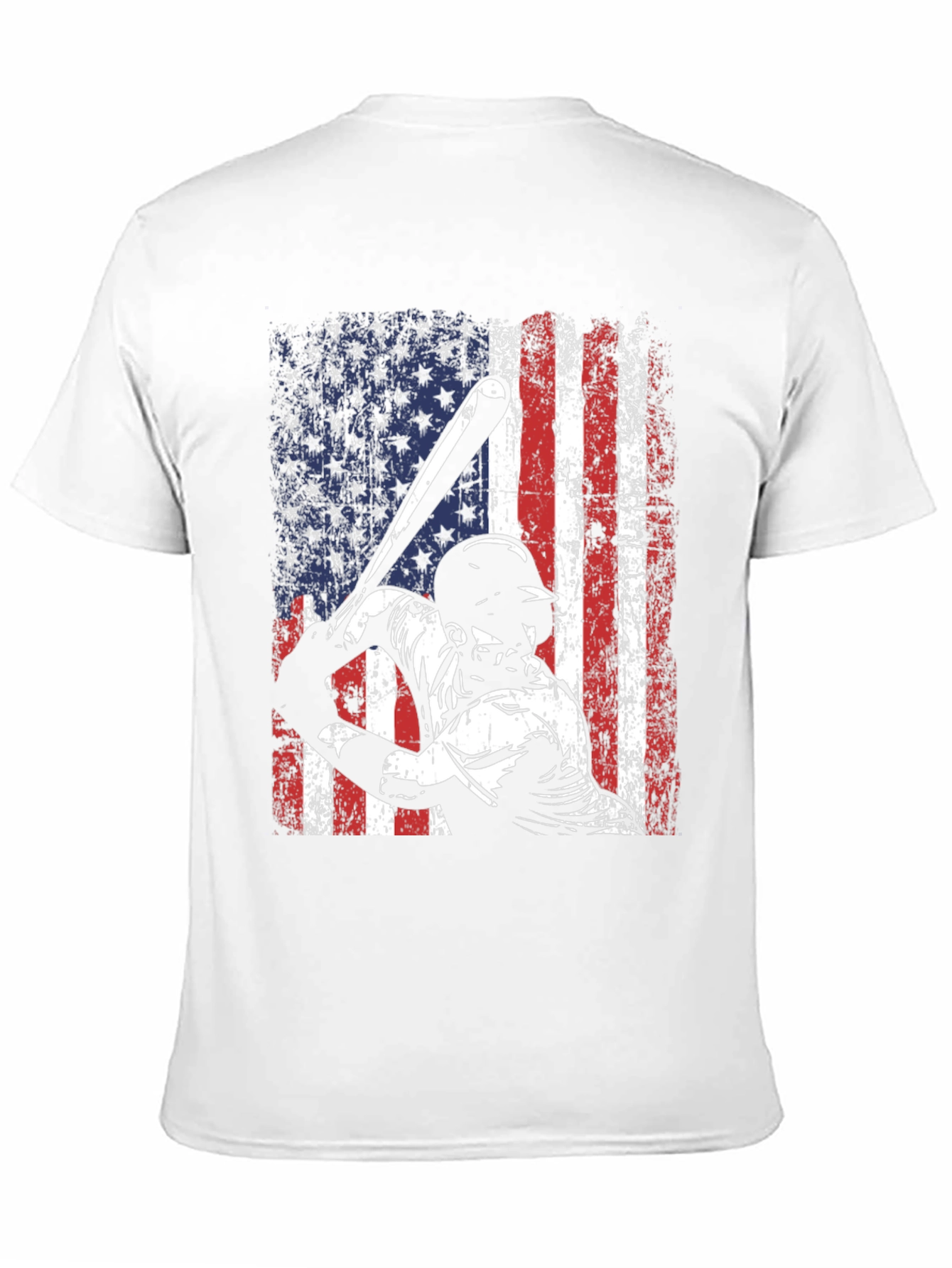 Baseball American Flag Graphic T-Shirt