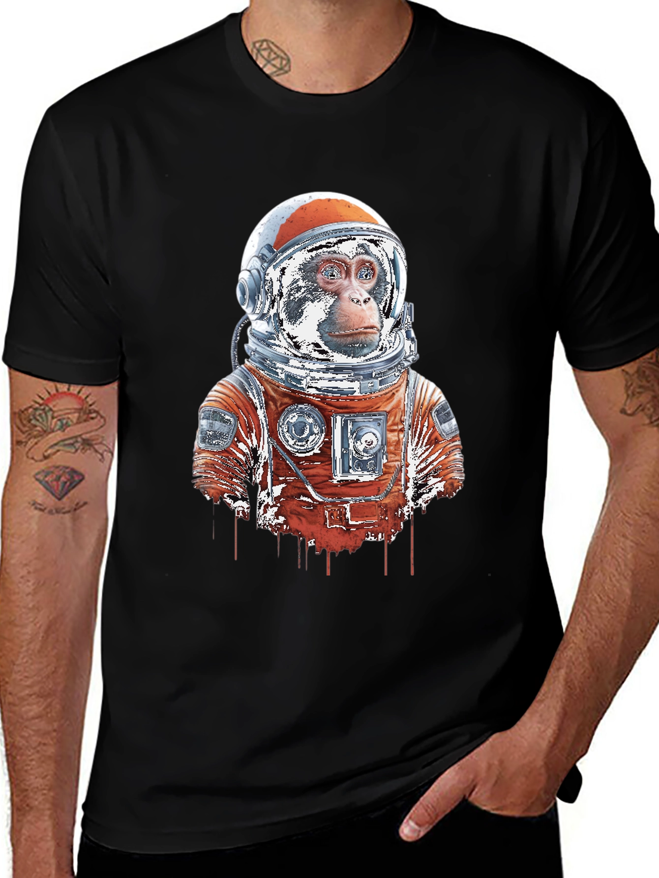 Astro-Monkey Black T-Shirt: Galactic Style!