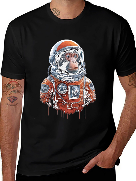 Astro-Monkey Black T-Shirt: Galactic Style!