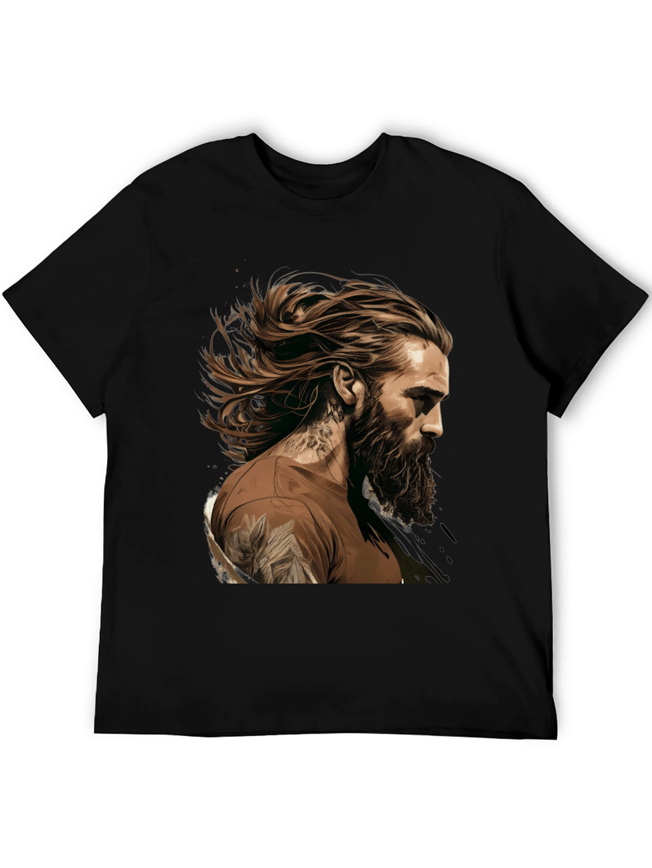 Bearded Man Graphic Tee - Black Casual Shirt