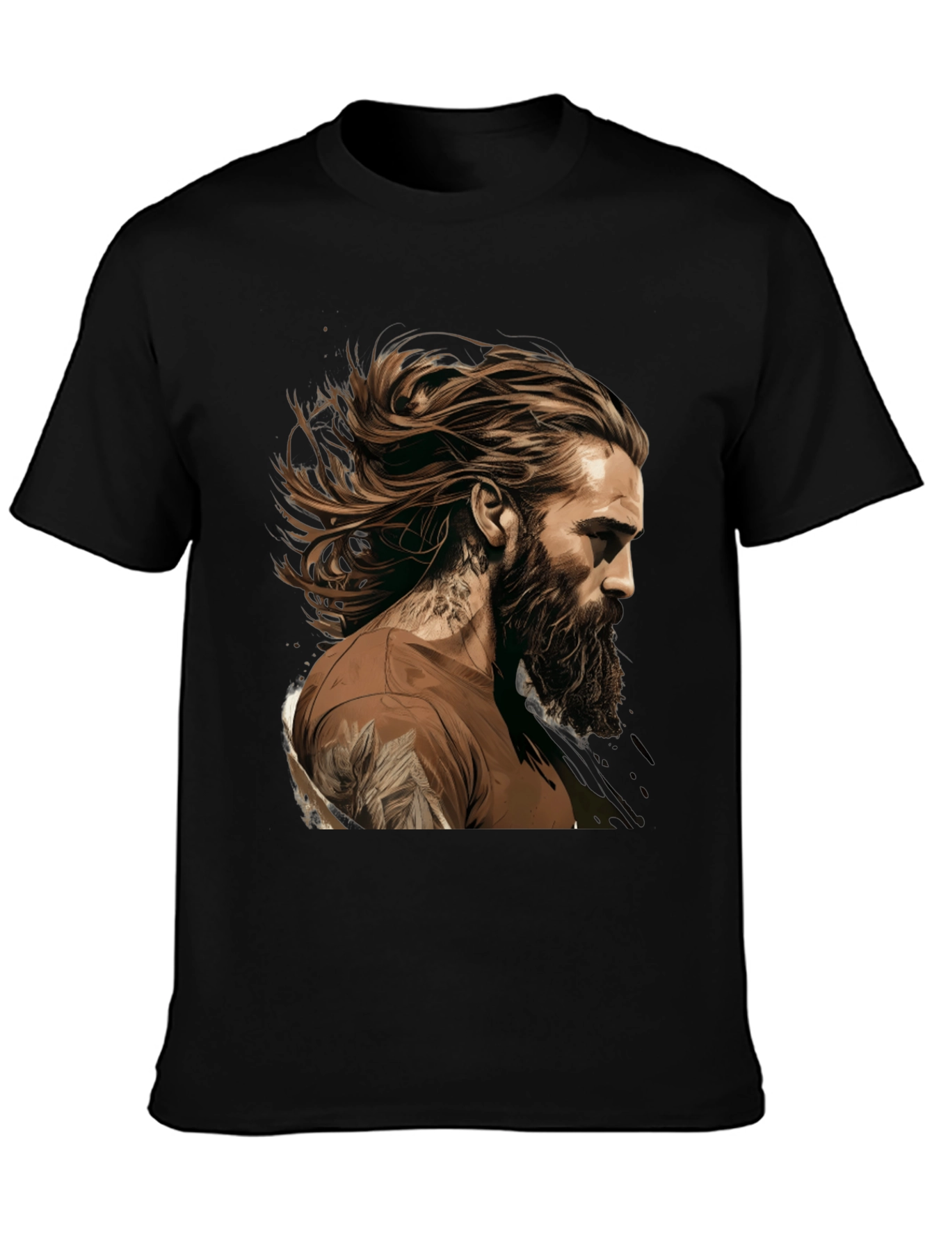 Bearded Man Graphic Tee - Black Casual Shirt