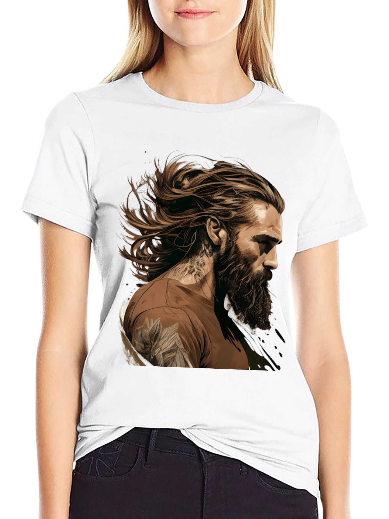 Bearded Man Graphic Tee - Black Casual Shirt