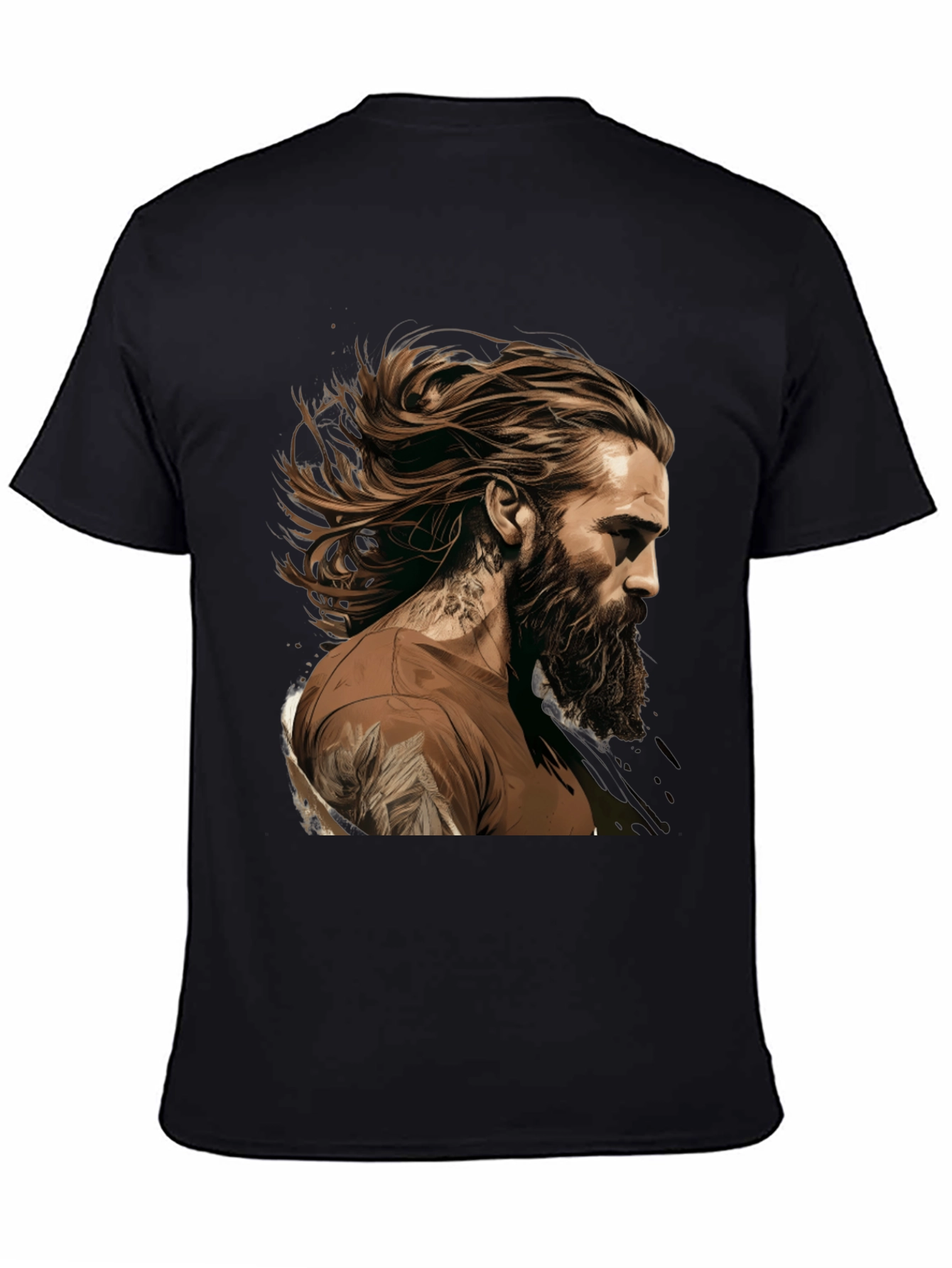 Bearded Man Graphic Tee - Black Casual Shirt