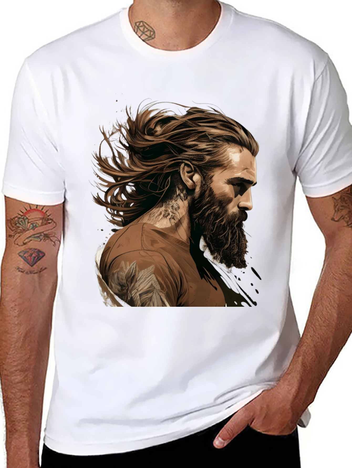 Bearded Man Graphic Tee - Black Casual Shirt