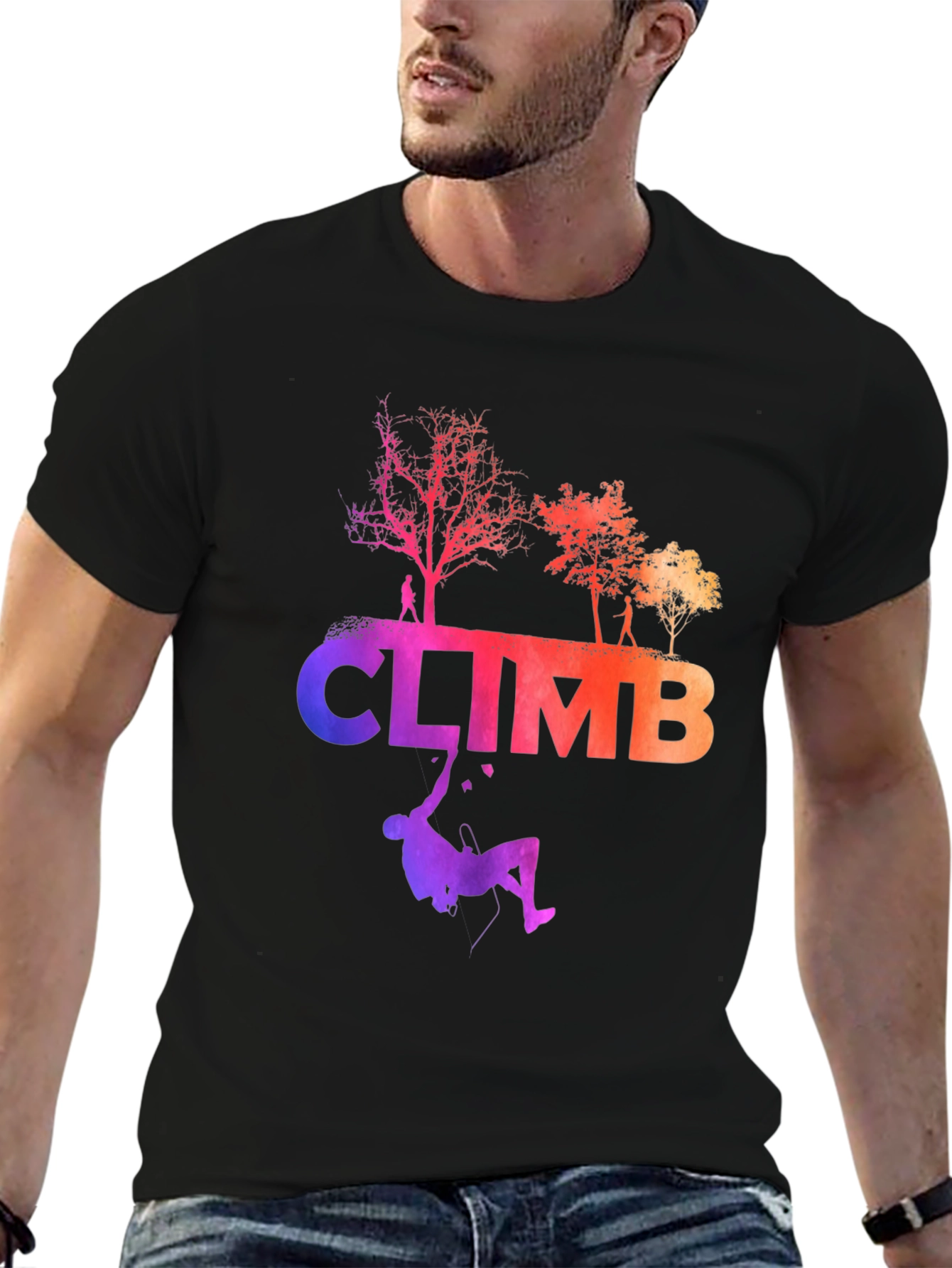 Climb Graphic Tee - Black Cotton Blend