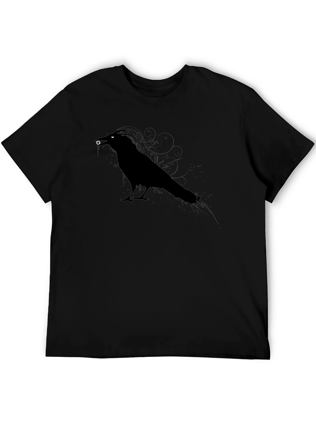 Mens Crow Graphic Tee - Black Unique Design
