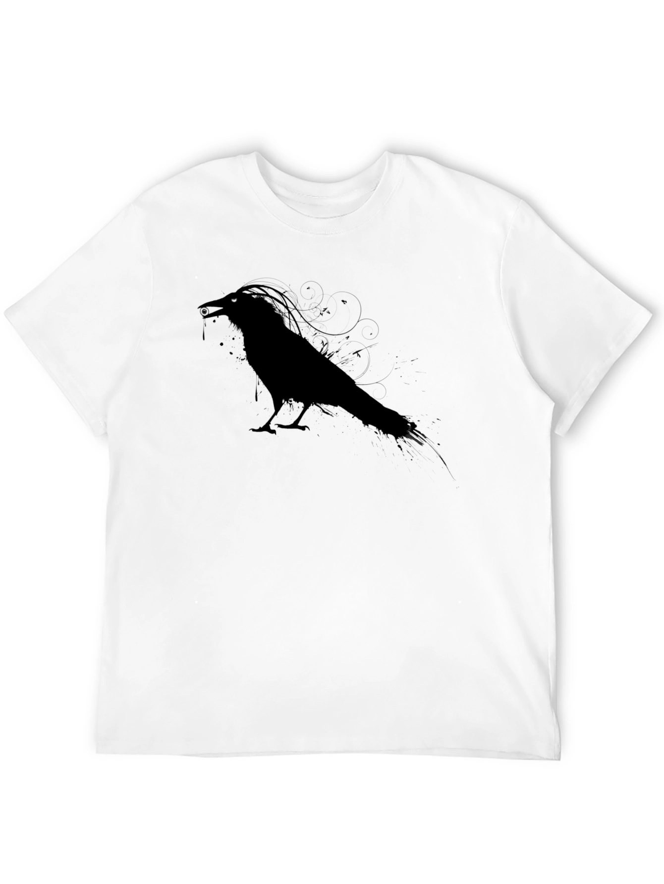 Mens Crow Graphic Tee - Black Unique Design
