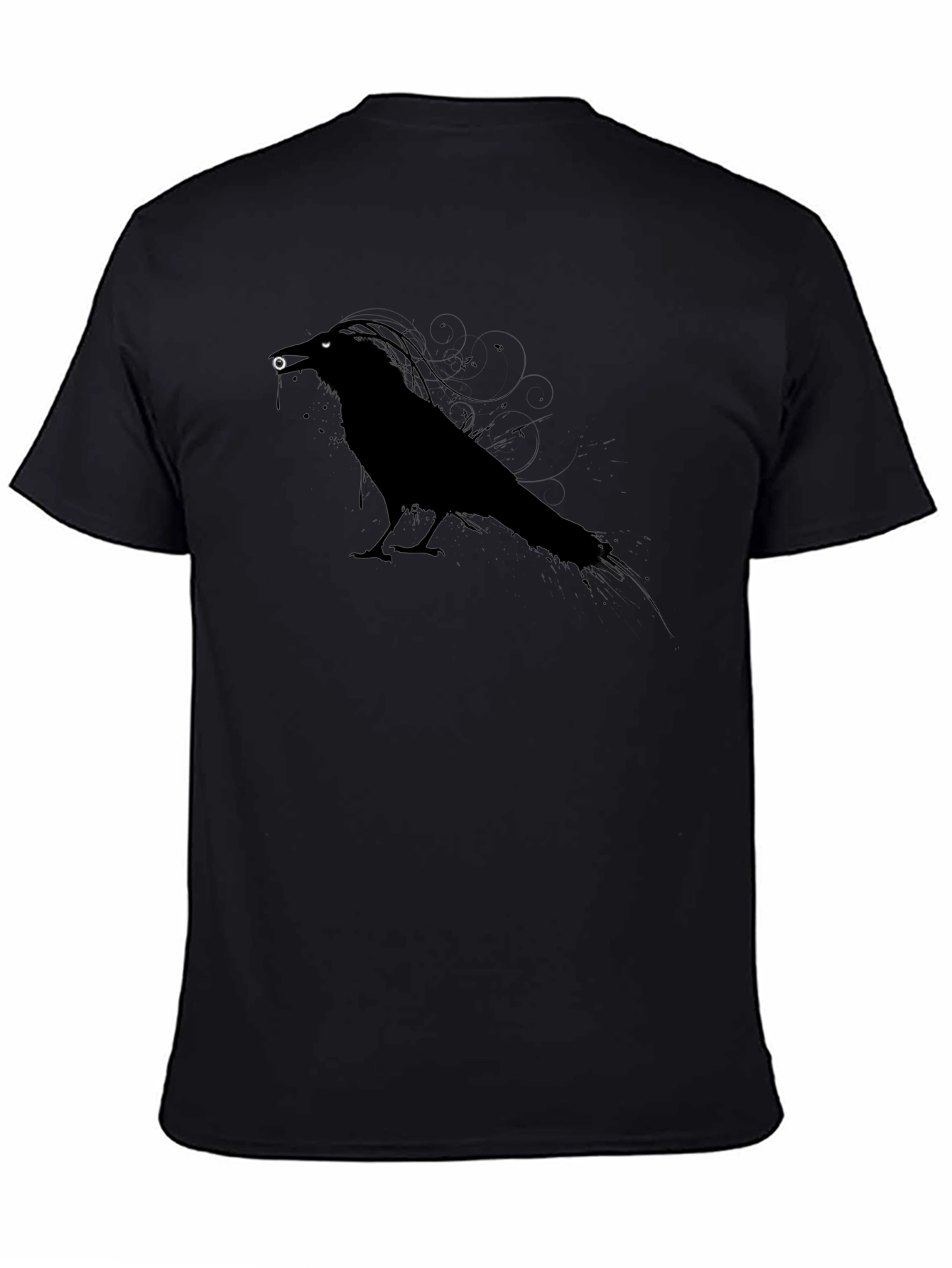Mens Crow Graphic Tee - Black Unique Design