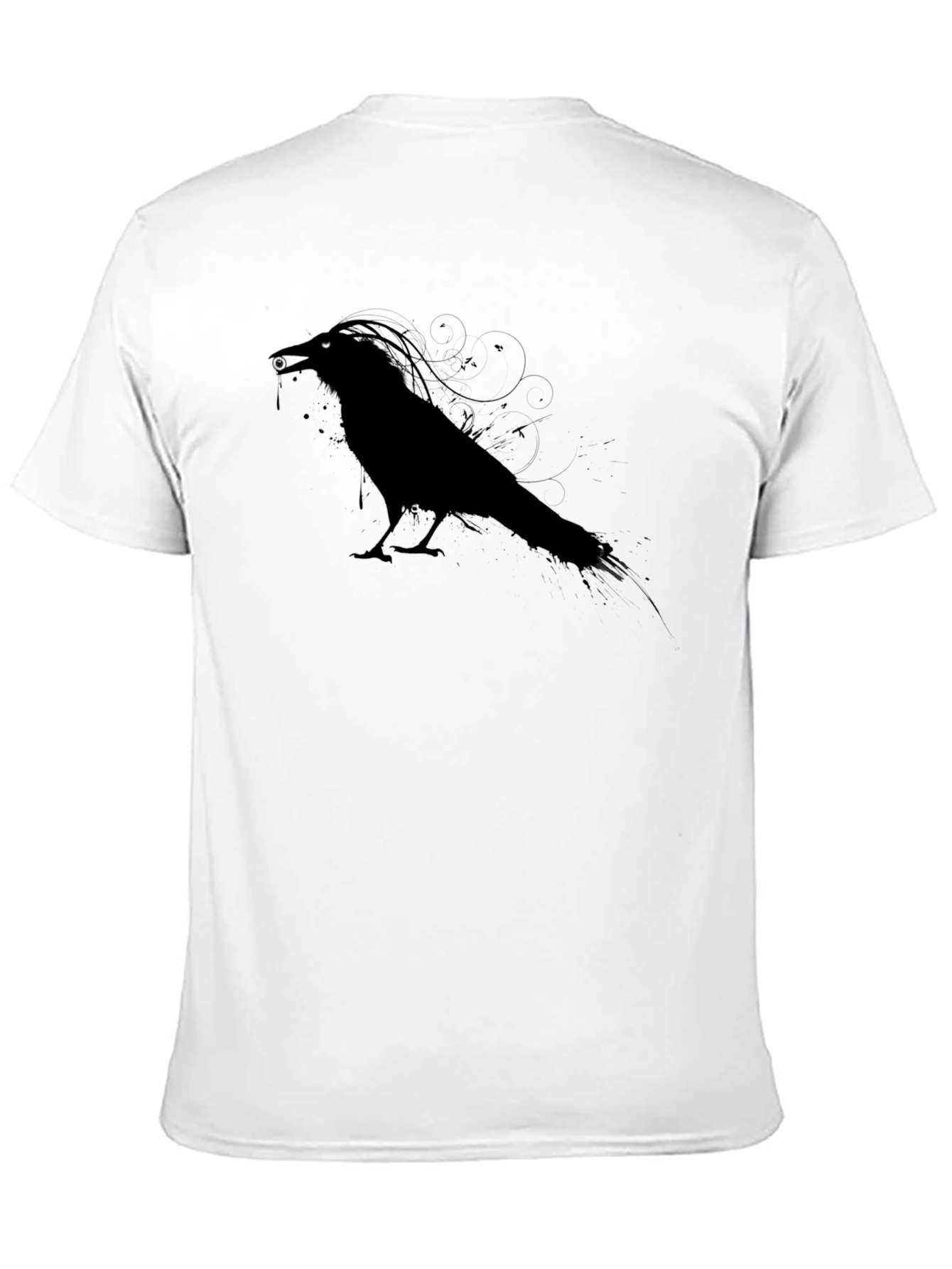 Mens Crow Graphic Tee - Black Unique Design