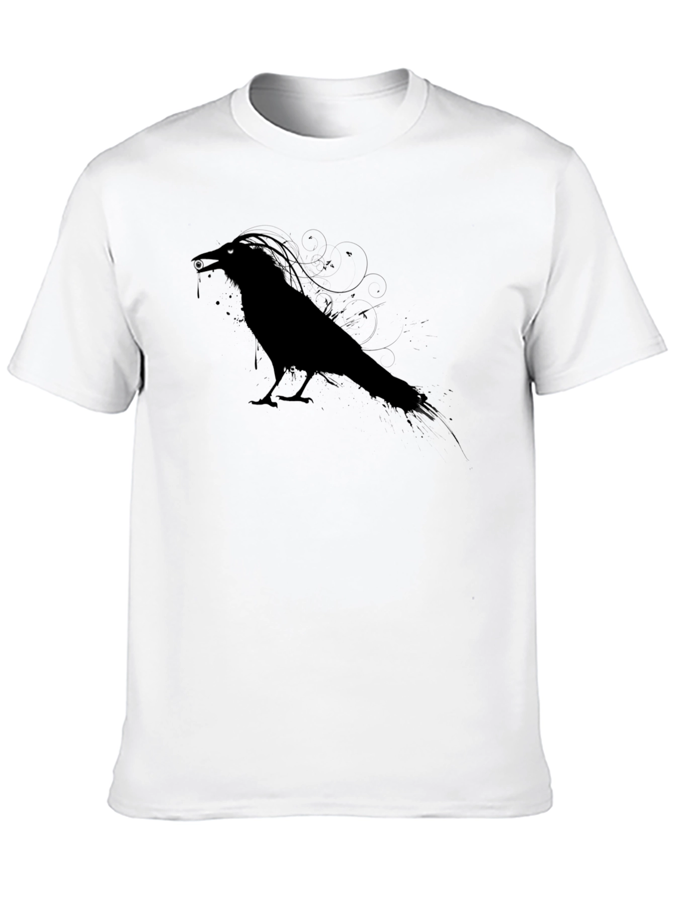 Mens Crow Graphic Tee - Black Unique Design