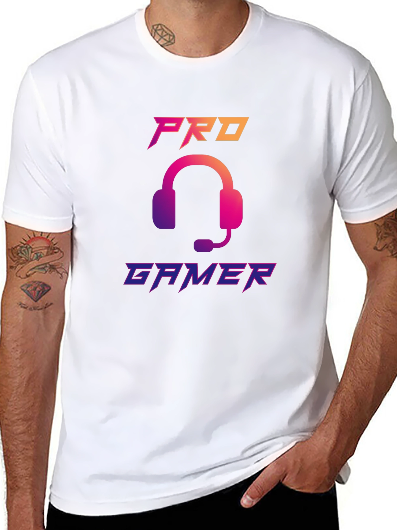 Pro Gamer Black T-Shirt with Headset Design