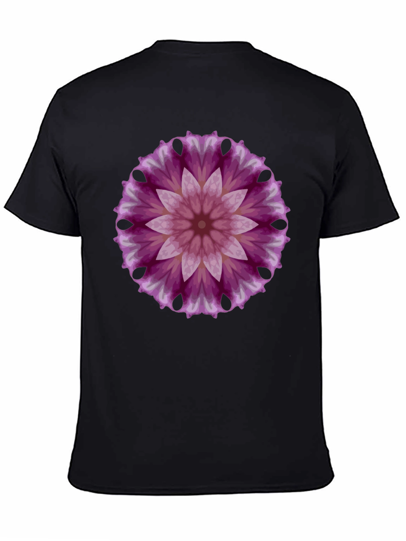 Floral Mandala Graphic Tee - Black Cotton