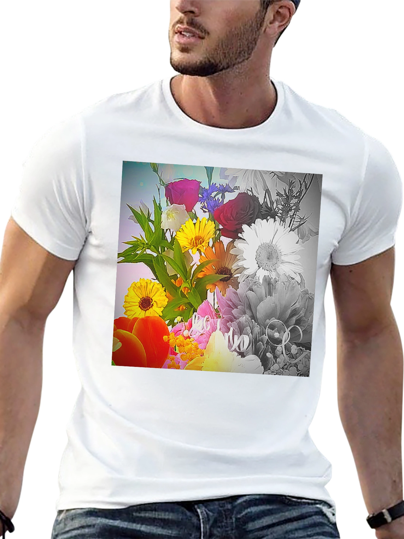 Floral Bouquet Graphic T-Shirt - Vivid Print Tee