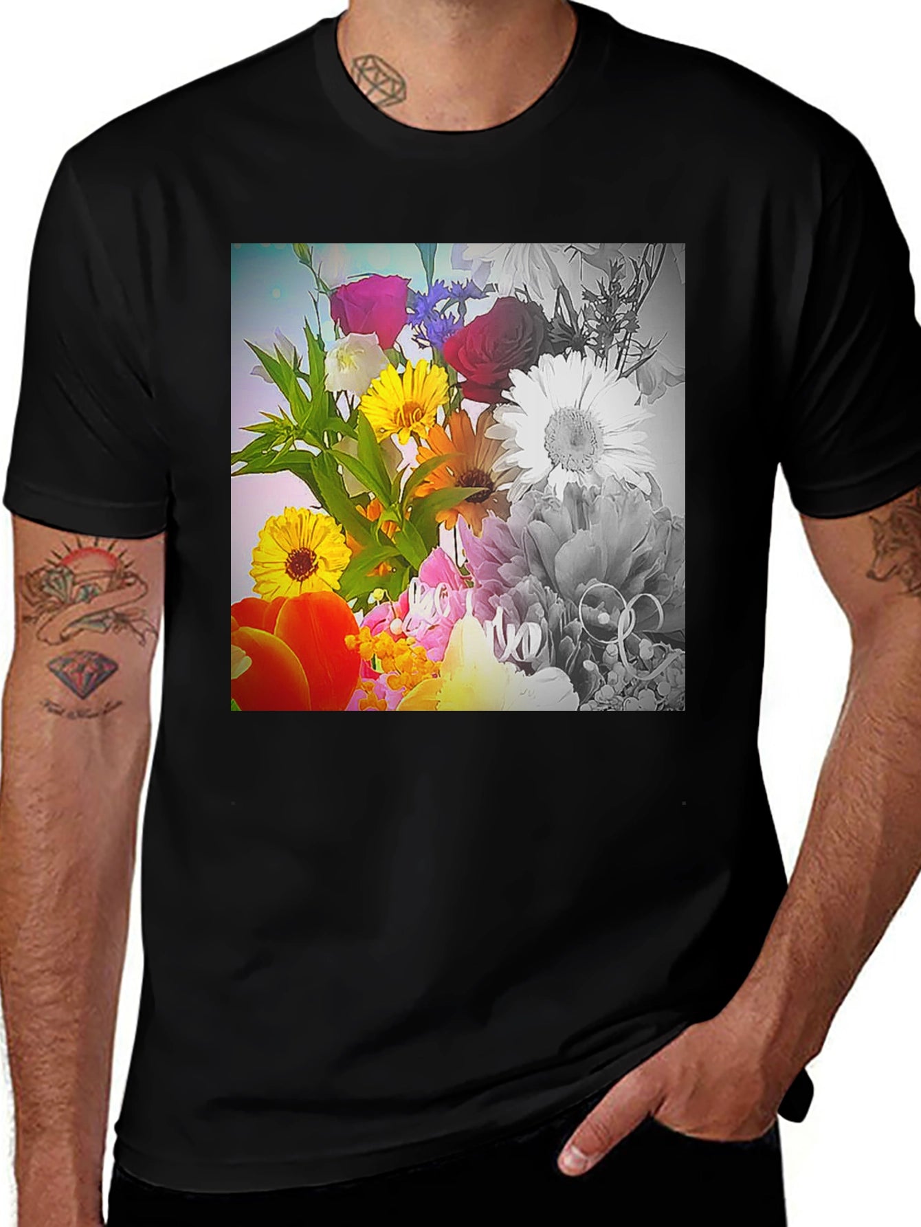 Floral Bouquet Graphic T-Shirt - Vivid Print Tee