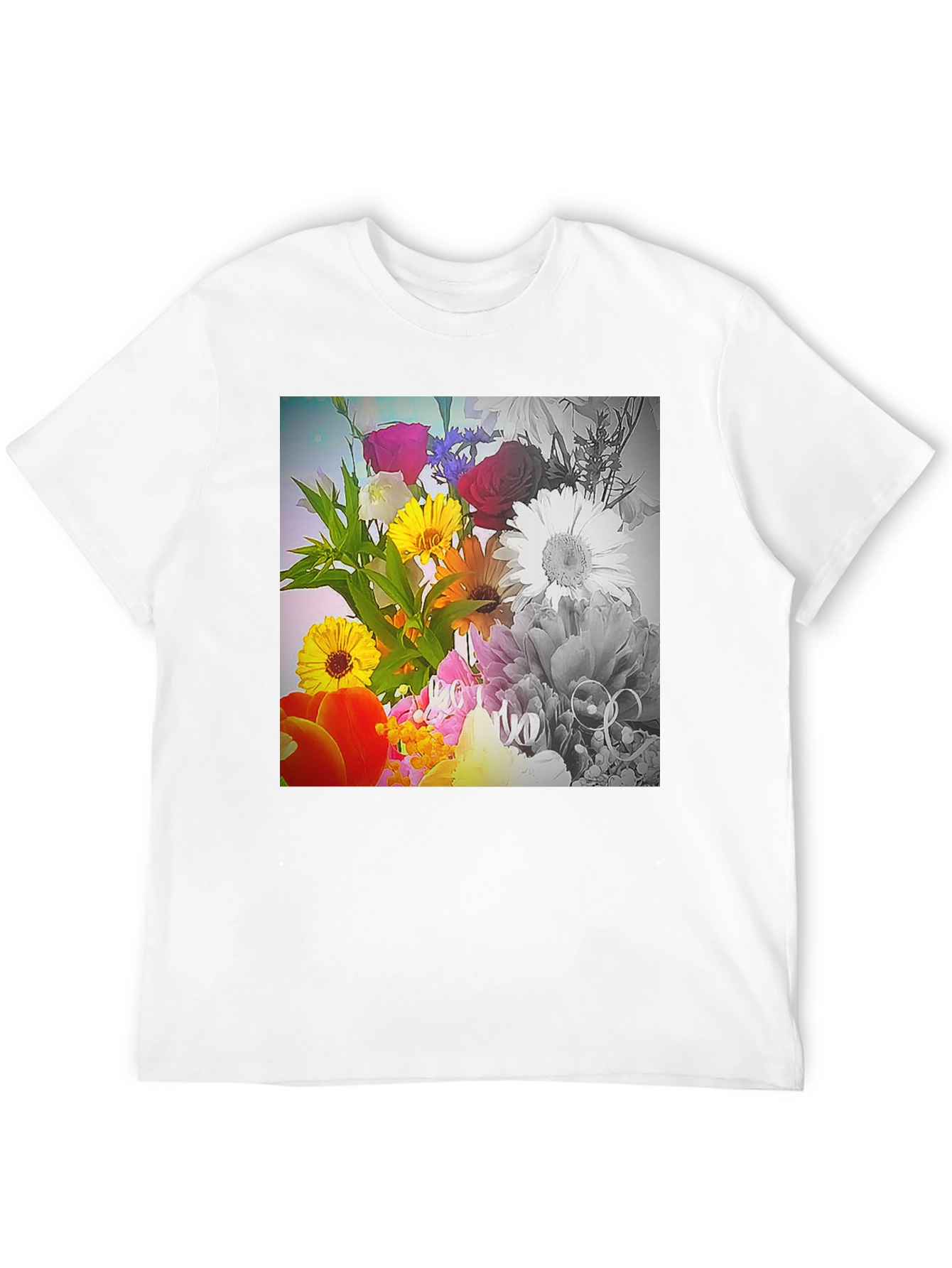 Floral Bouquet Graphic T-Shirt - Vivid Print Tee