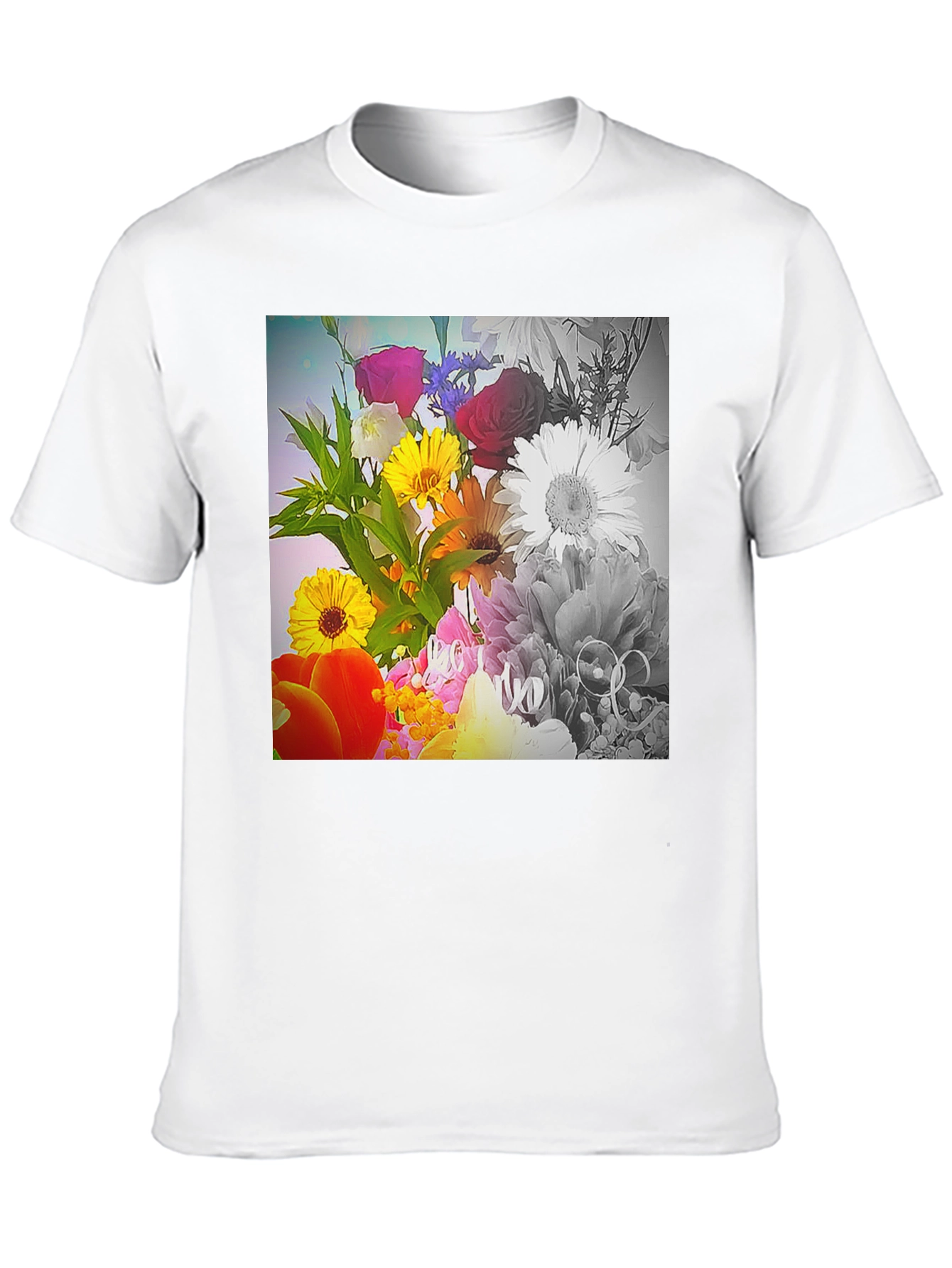 Floral Bouquet Graphic T-Shirt - Vivid Print Tee