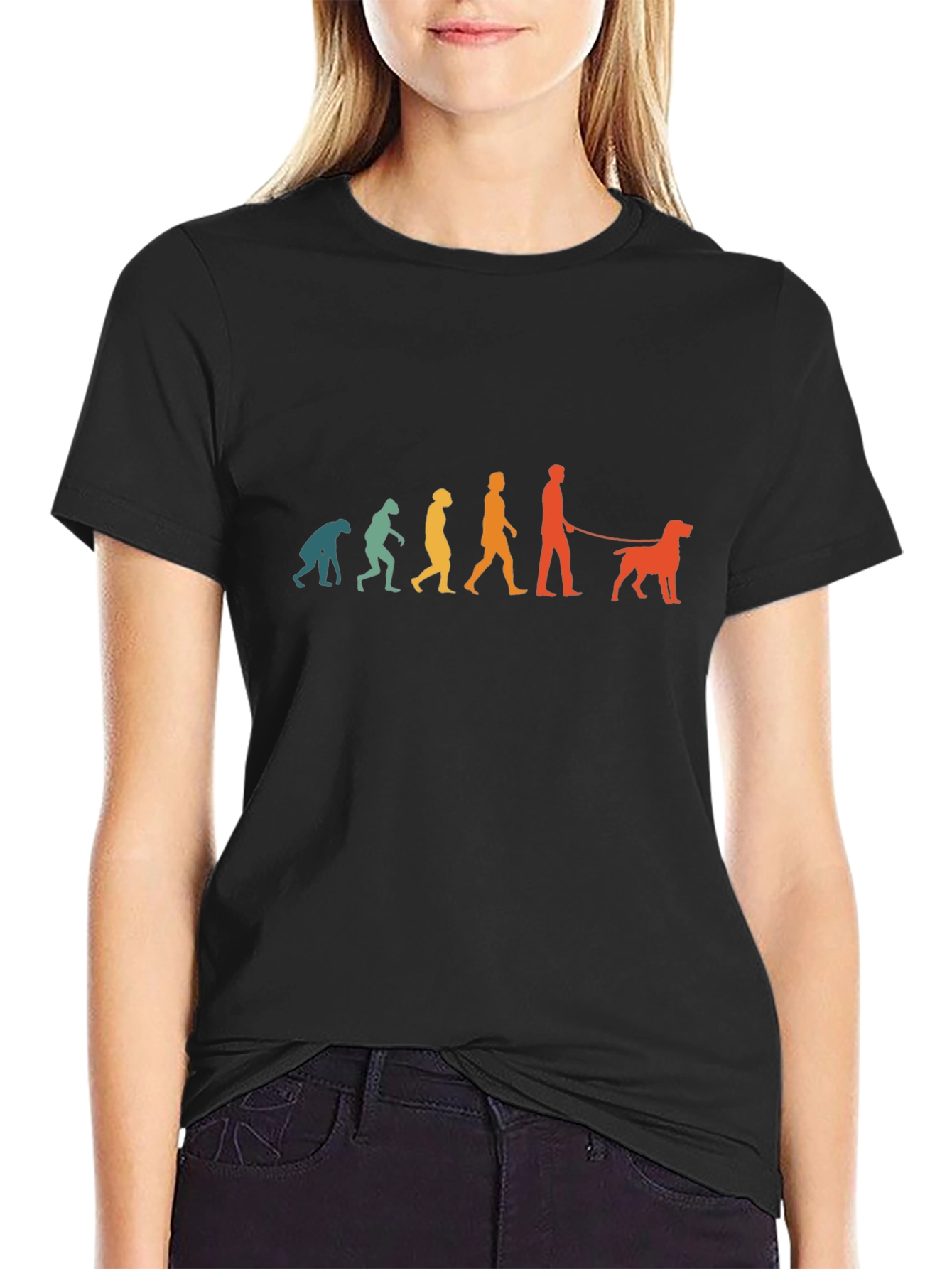 Evolution of Dog Walker Black T-Shirt