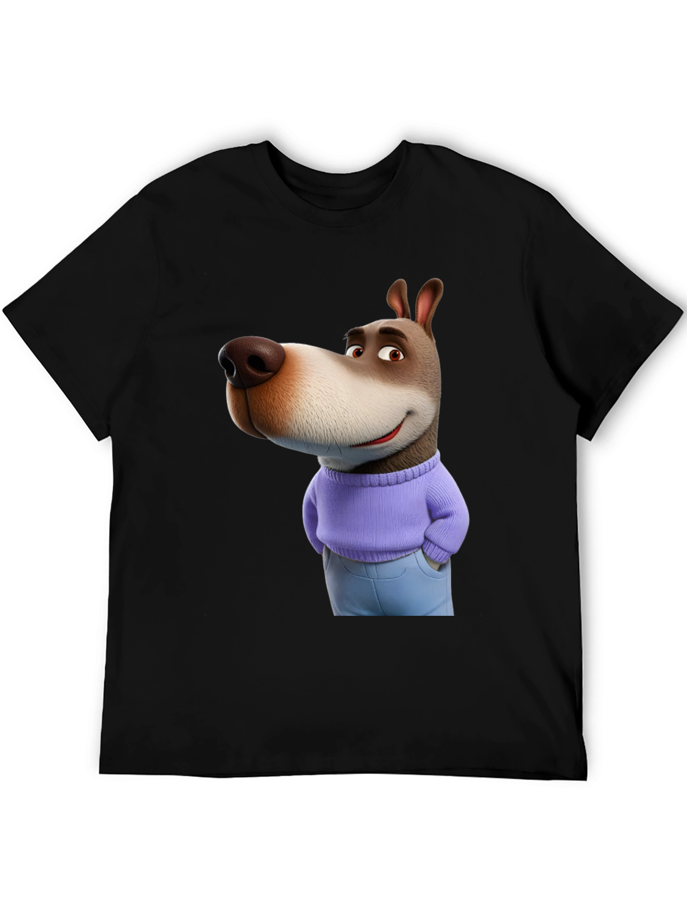 Cartoon Dog Graphic Tee - Novelty T-Shirt