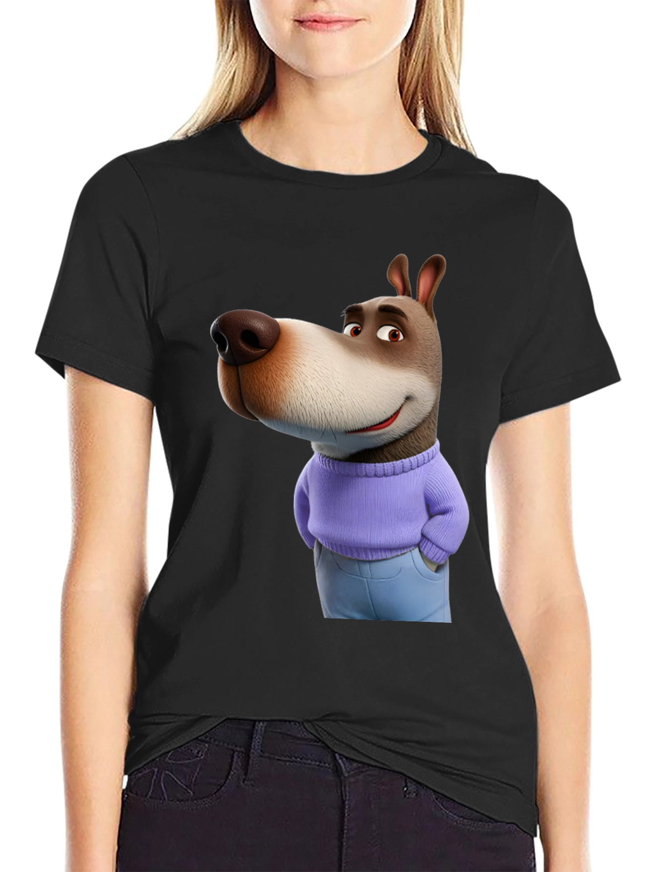 Cartoon Dog Graphic Tee - Novelty T-Shirt