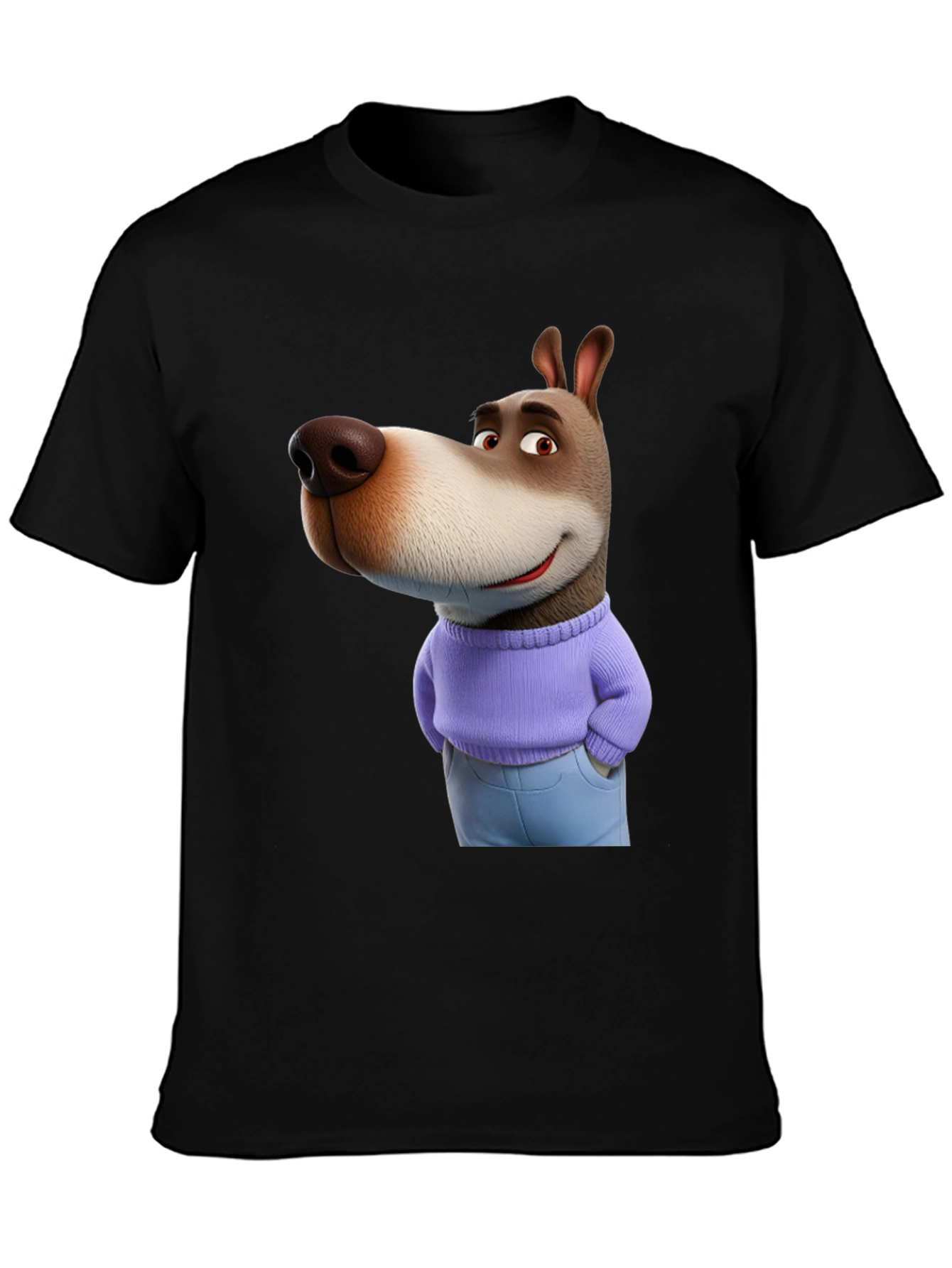 Cartoon Dog Graphic Tee - Novelty T-Shirt