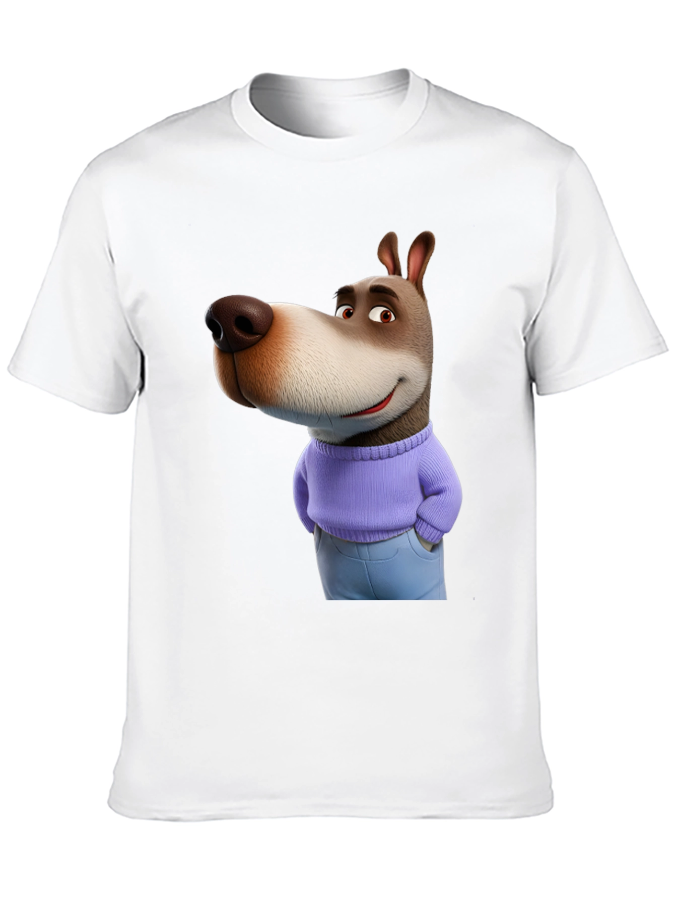 Cartoon Dog Graphic Tee - Novelty T-Shirt