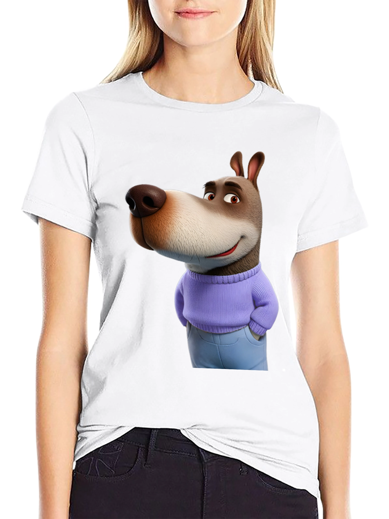 Cartoon Dog Graphic Tee - Novelty T-Shirt