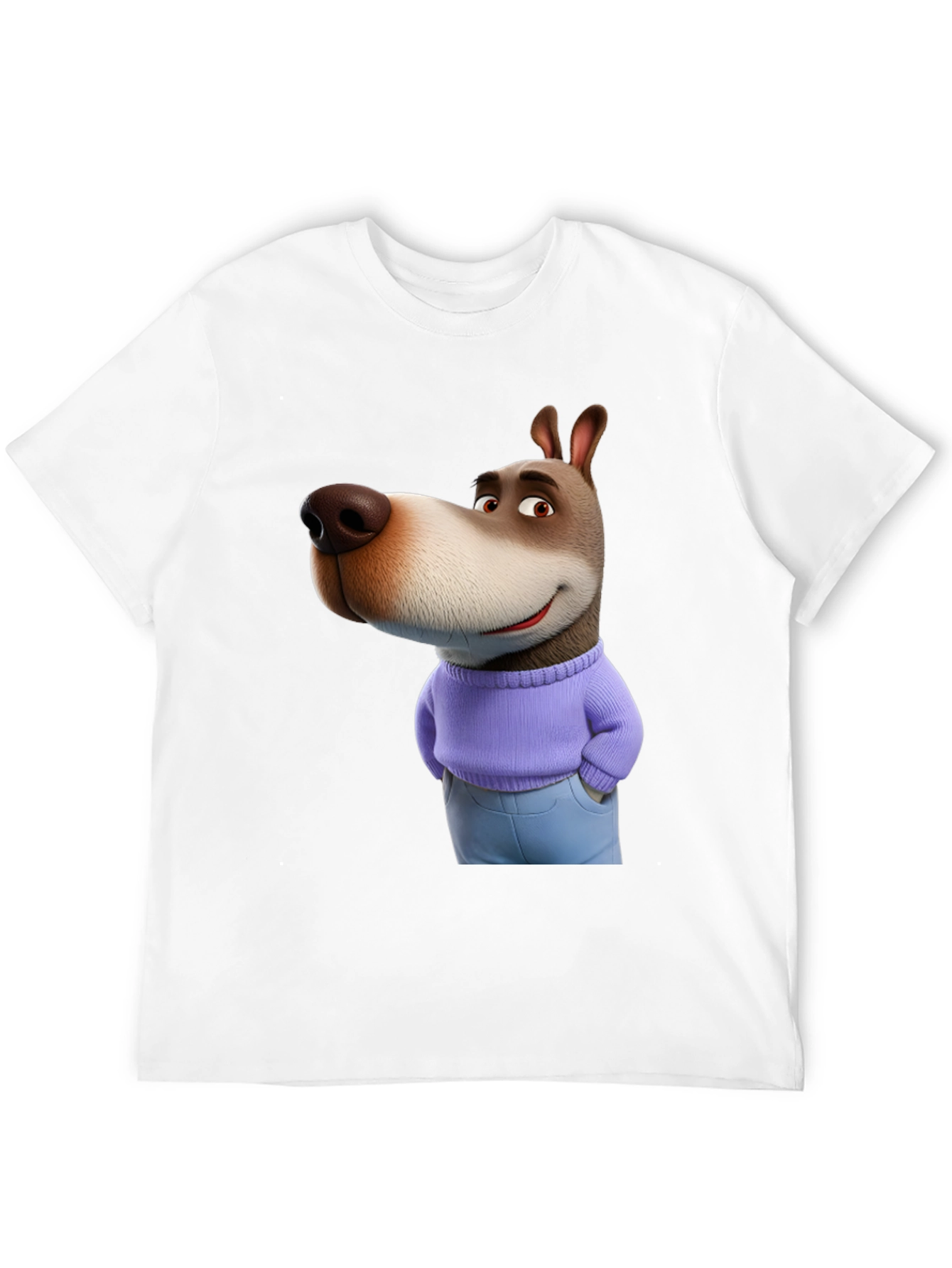 Cartoon Dog Graphic Tee - Novelty T-Shirt
