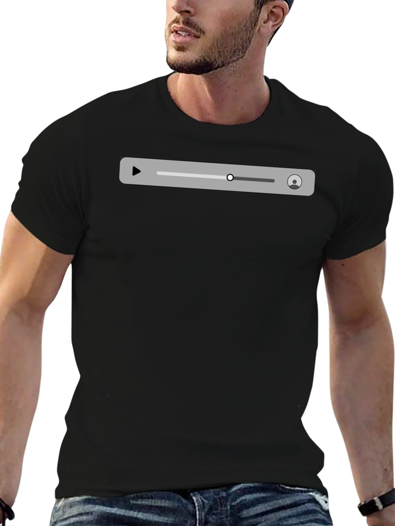 Mens Black Media Player T-Shirt
